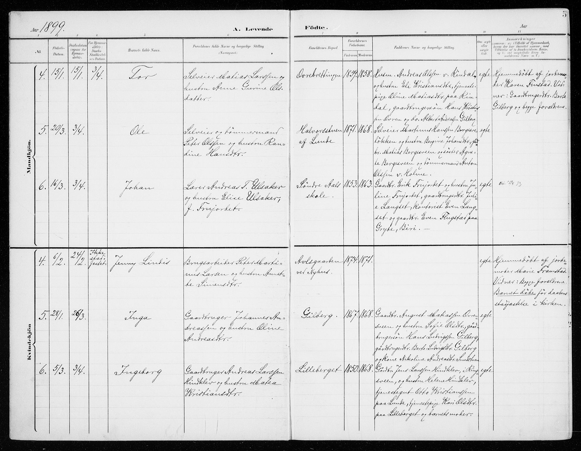 Fåberg prestekontor, SAH/PREST-086/H/Ha/Haa/L0011: Parish register (official) no. 11, 1899-1913, p. 5