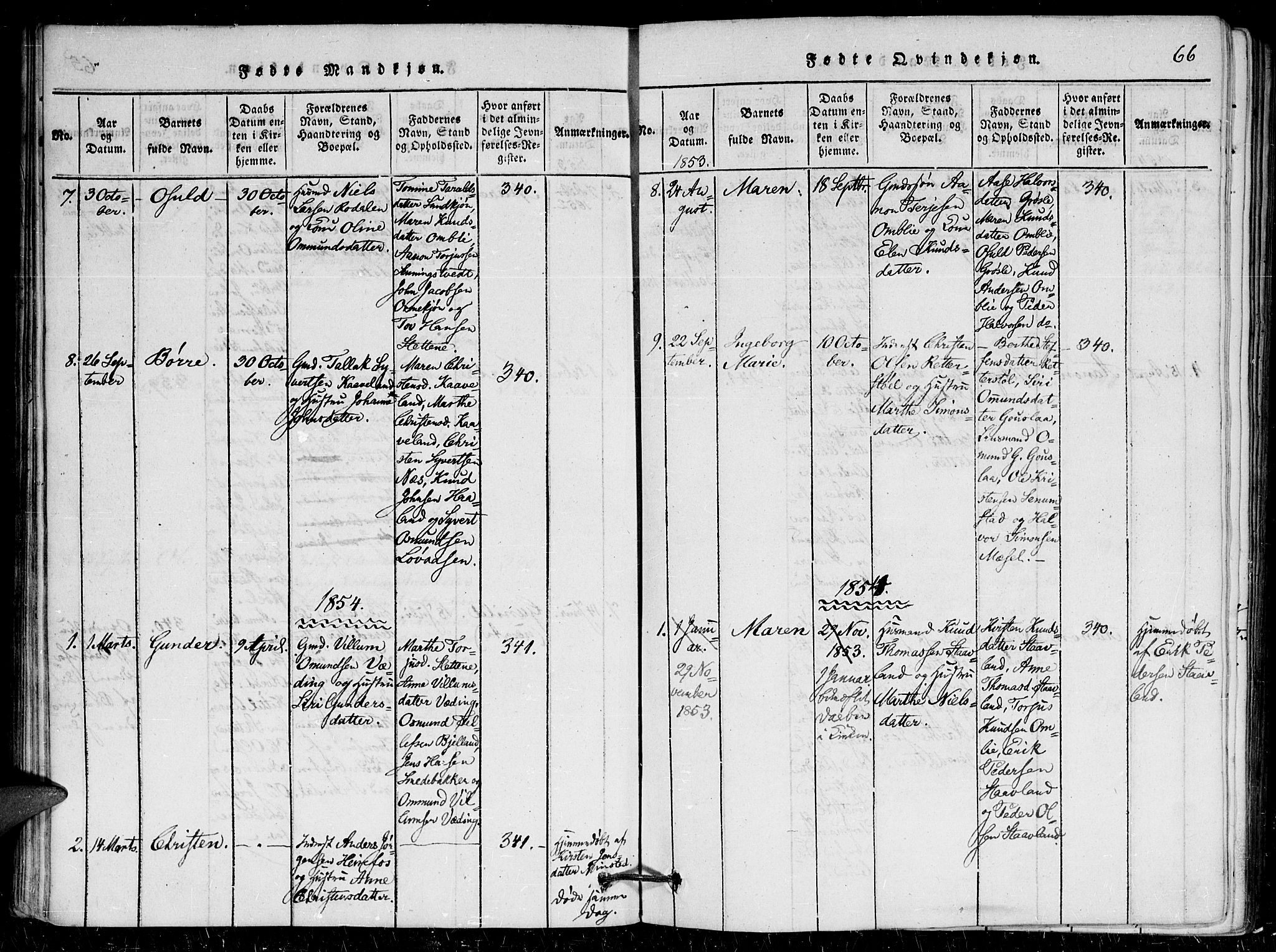 Herefoss sokneprestkontor, AV/SAK-1111-0019/F/Fa/Faa/L0001: Parish register (official) no. A 1, 1816-1860, p. 66