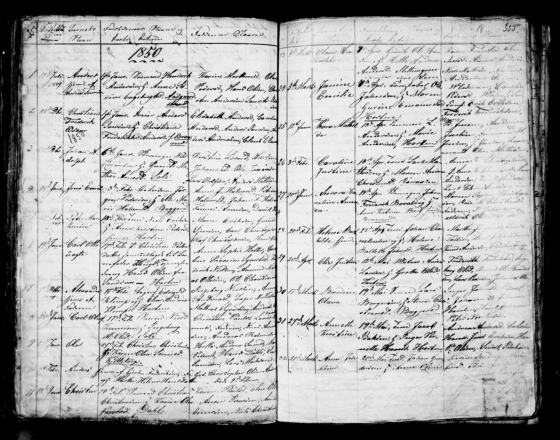 Borre kirkebøker, AV/SAKO-A-338/G/Ga/L0001: Parish register (copy) no. I 1, 1815-1851, p. 354-355