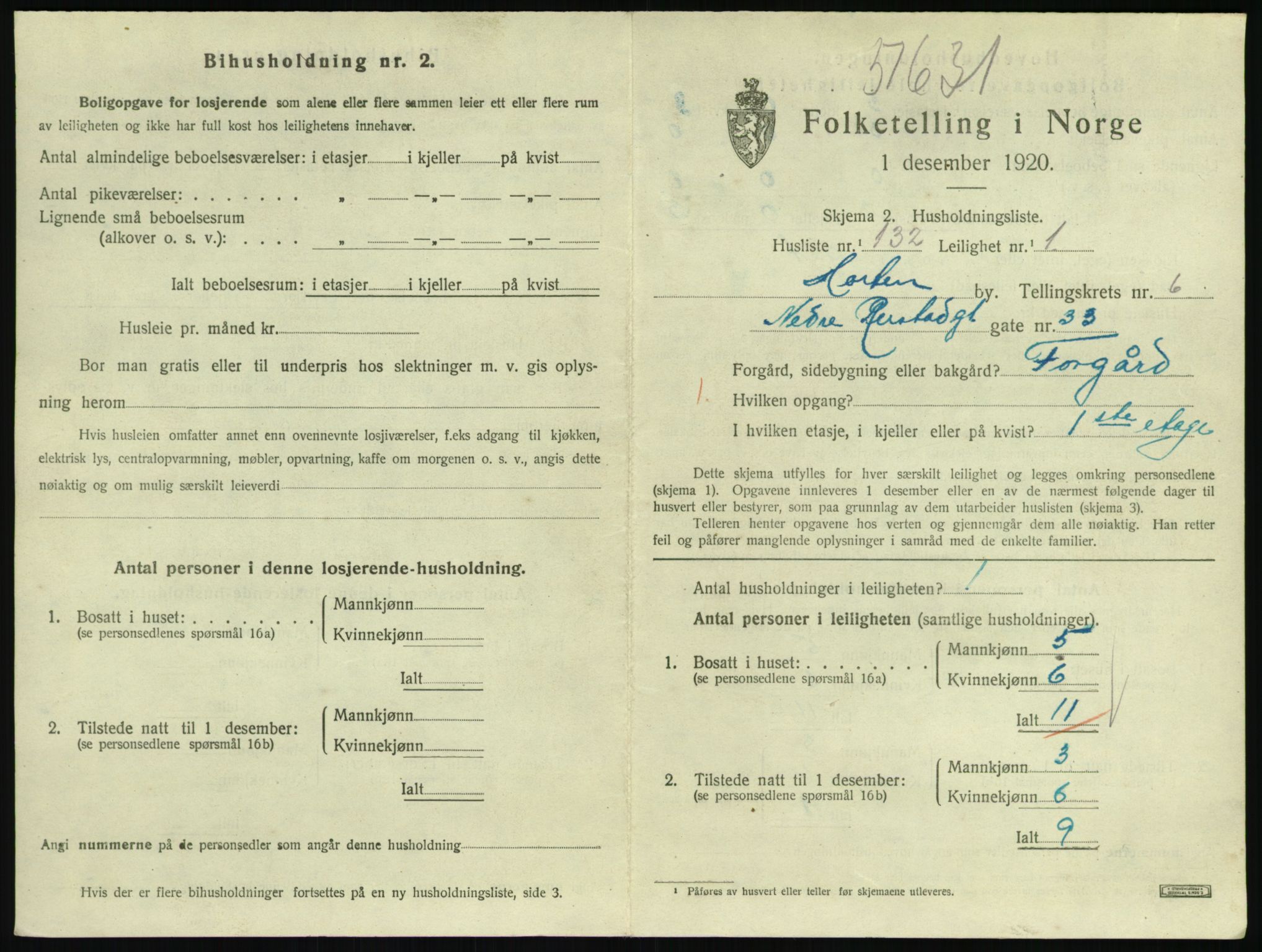 SAKO, 1920 census for Horten, 1920, p. 6889