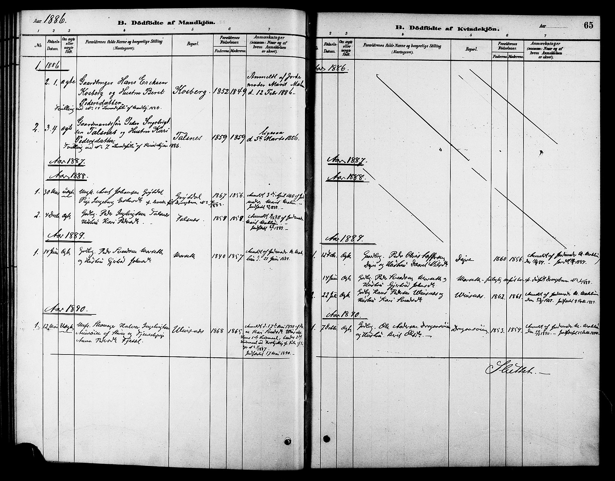 Ministerialprotokoller, klokkerbøker og fødselsregistre - Sør-Trøndelag, SAT/A-1456/688/L1024: Parish register (official) no. 688A01, 1879-1890, p. 65