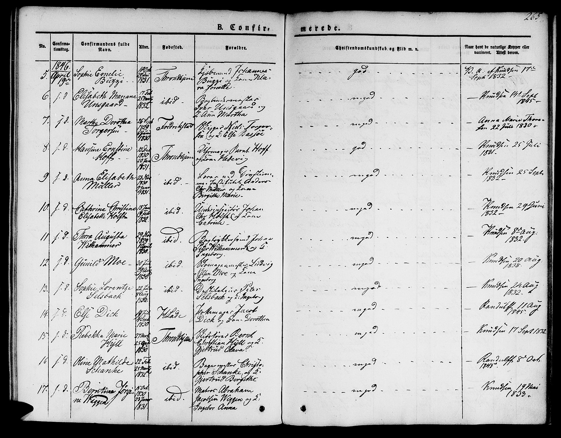 Ministerialprotokoller, klokkerbøker og fødselsregistre - Sør-Trøndelag, AV/SAT-A-1456/601/L0048: Parish register (official) no. 601A16, 1840-1847, p. 265