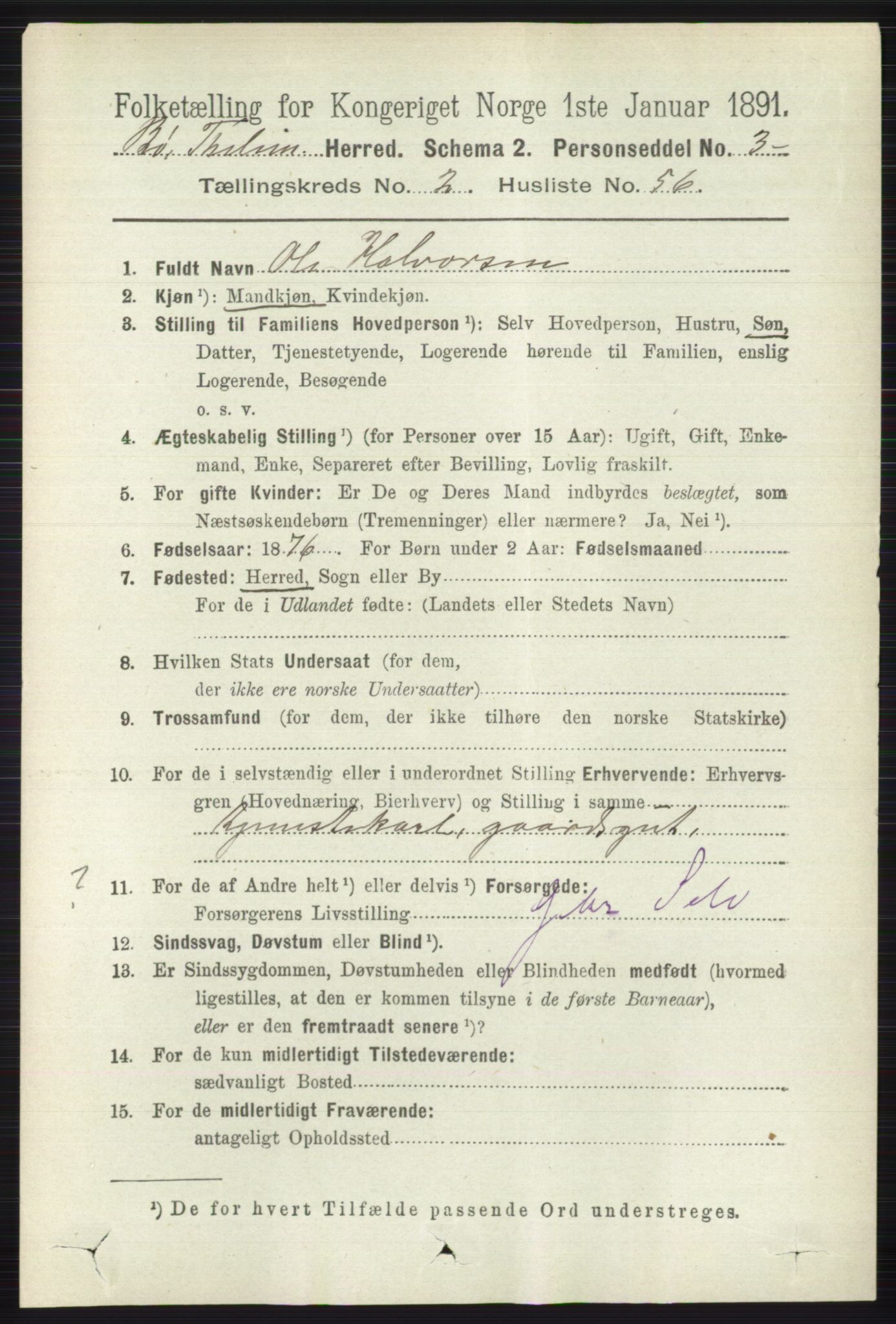 RA, 1891 census for 0821 Bø, 1891, p. 969