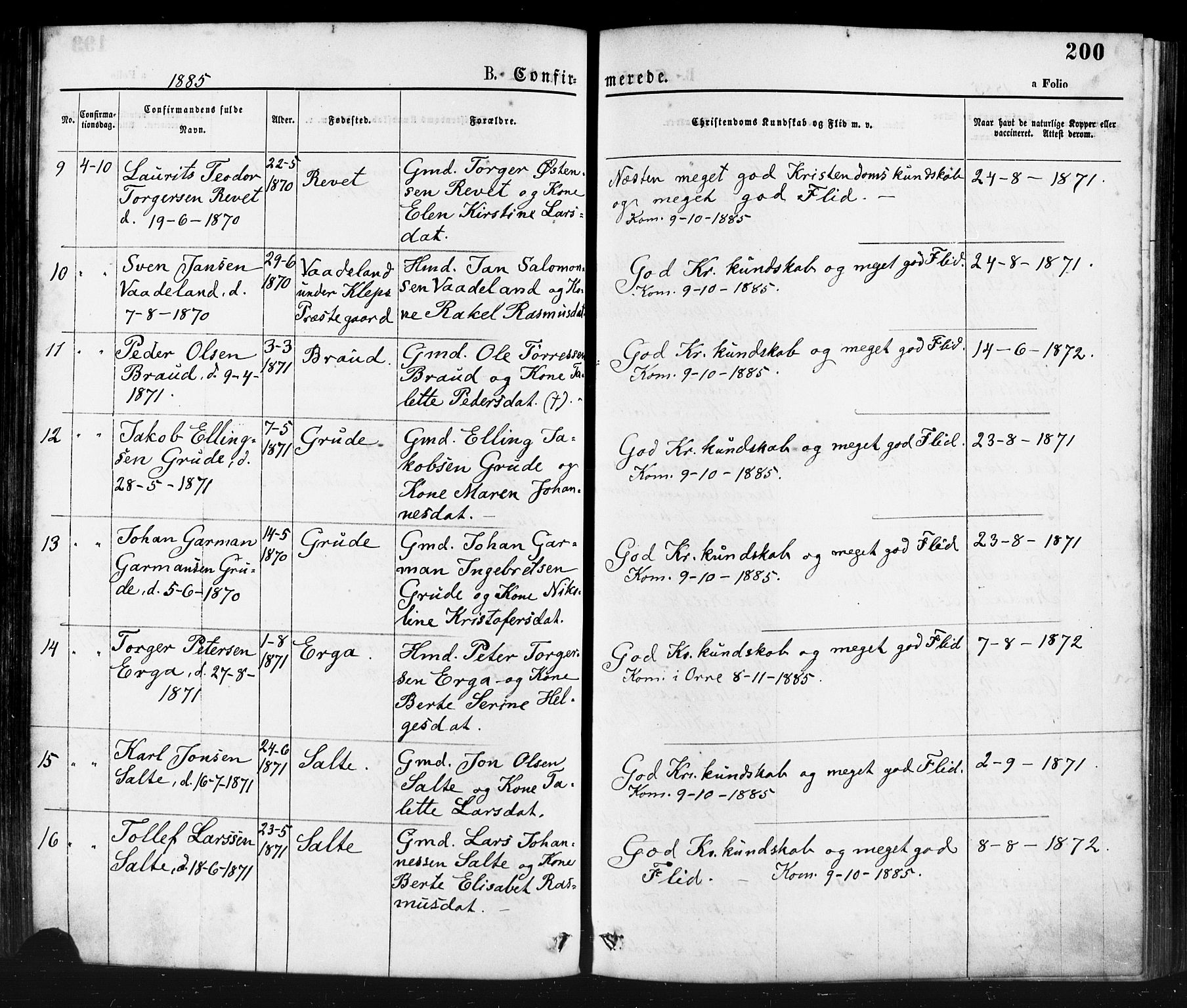 Klepp sokneprestkontor, AV/SAST-A-101803/001/3/30BA/L0006: Parish register (official) no. A 6, 1871-1885, p. 200