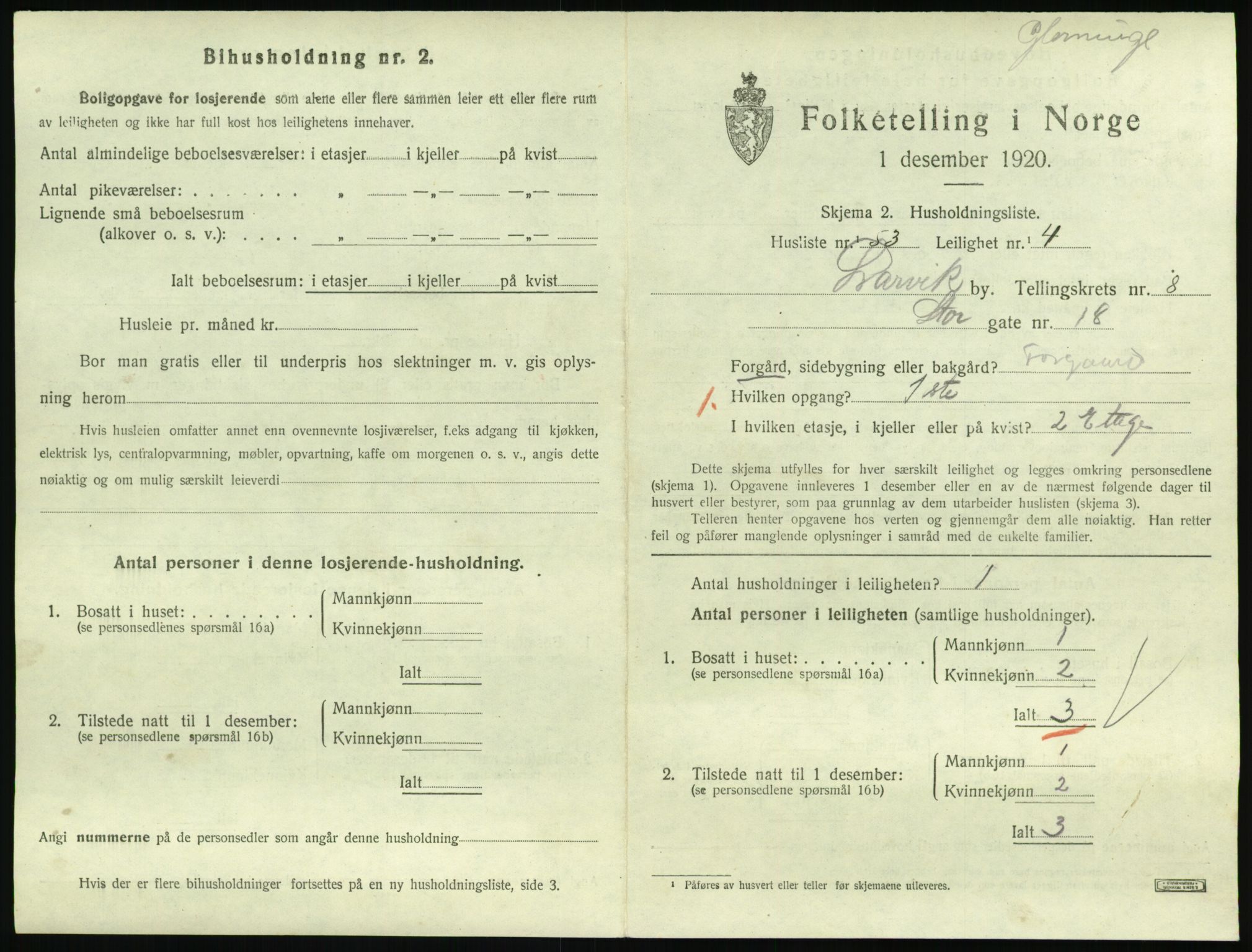 SAKO, 1920 census for Larvik, 1920, p. 6720