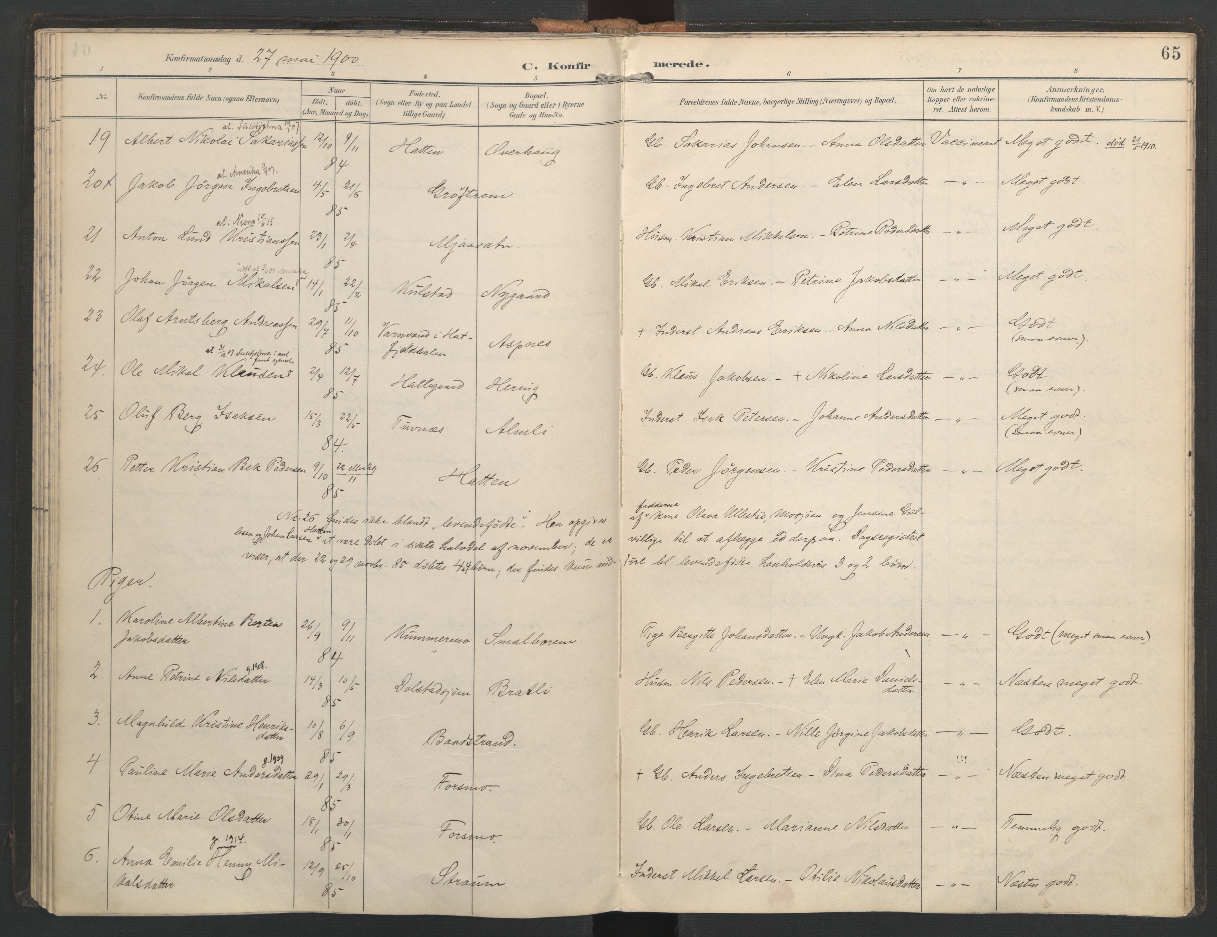 Ministerialprotokoller, klokkerbøker og fødselsregistre - Nordland, SAT/A-1459/821/L0317: Parish register (official) no. 821A01, 1892-1907, p. 65