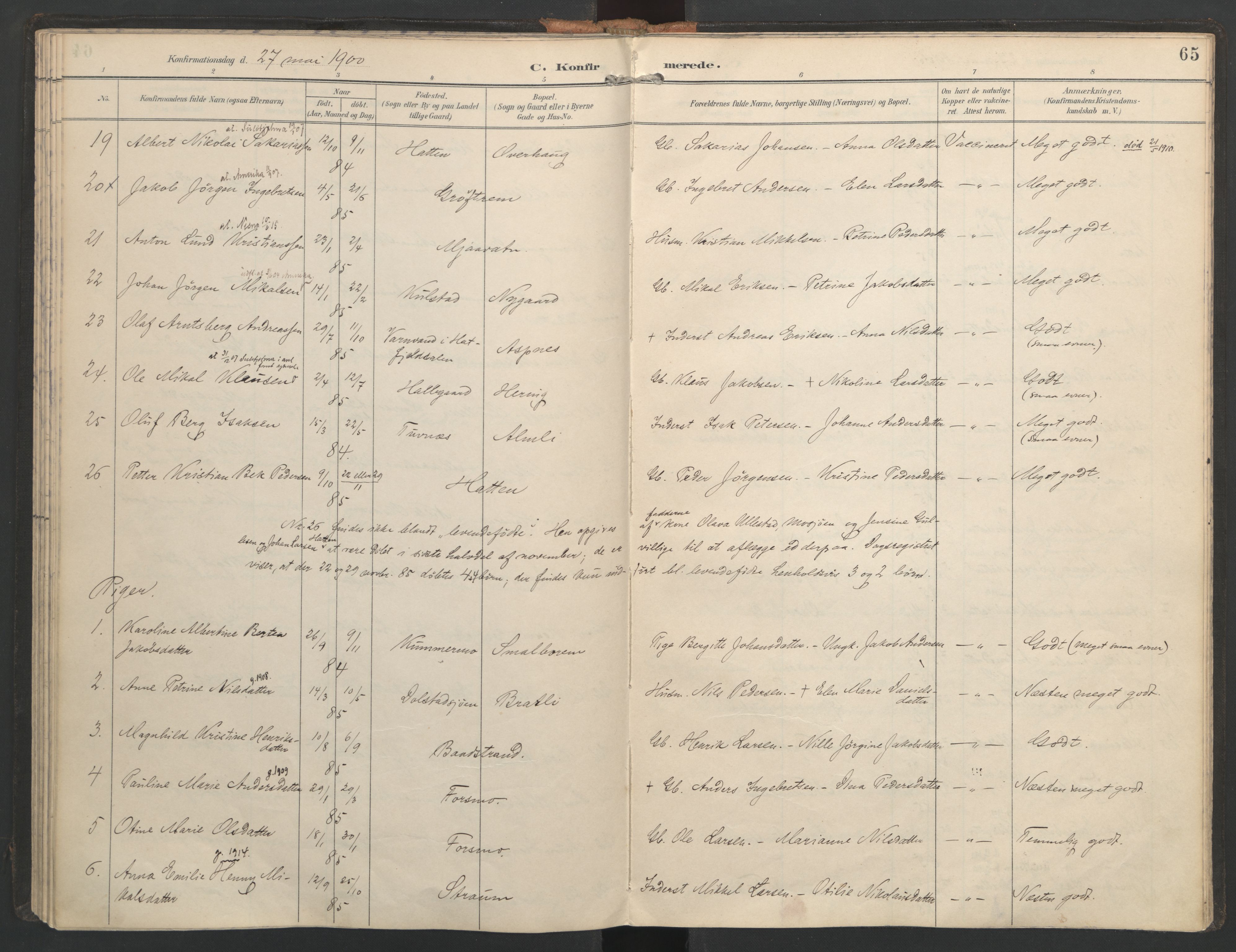 Ministerialprotokoller, klokkerbøker og fødselsregistre - Nordland, AV/SAT-A-1459/821/L0317: Parish register (official) no. 821A01, 1892-1907, p. 65