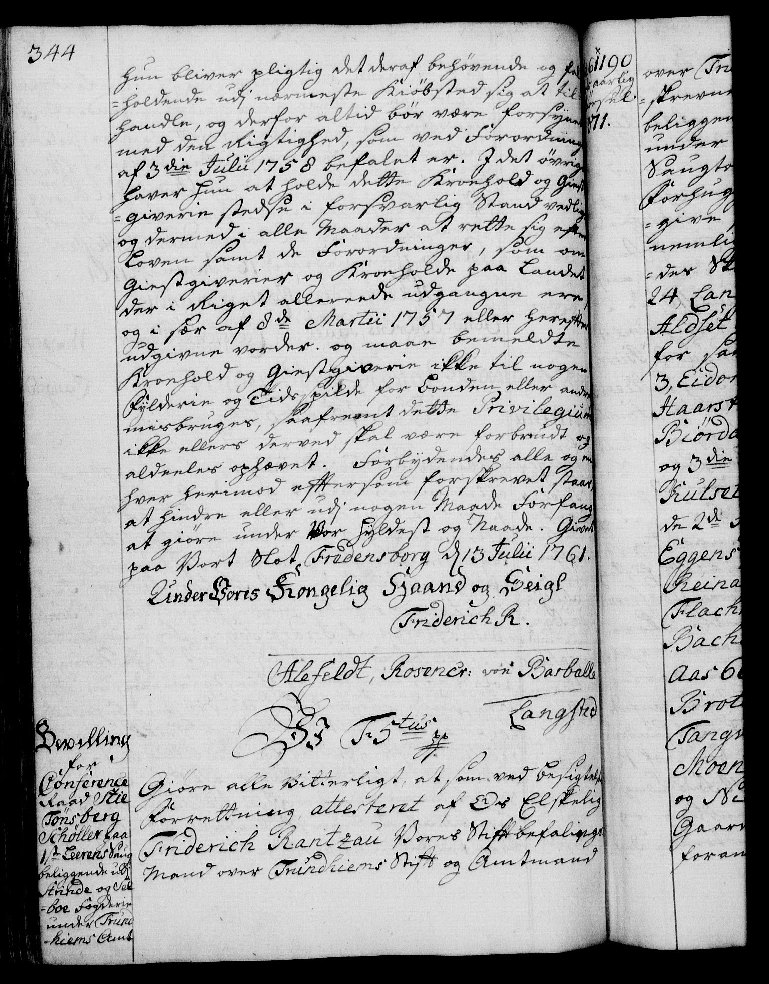 Rentekammeret, Kammerkanselliet, RA/EA-3111/G/Gg/Gga/L0007: Norsk ekspedisjonsprotokoll med register (merket RK 53.7), 1759-1768, p. 344