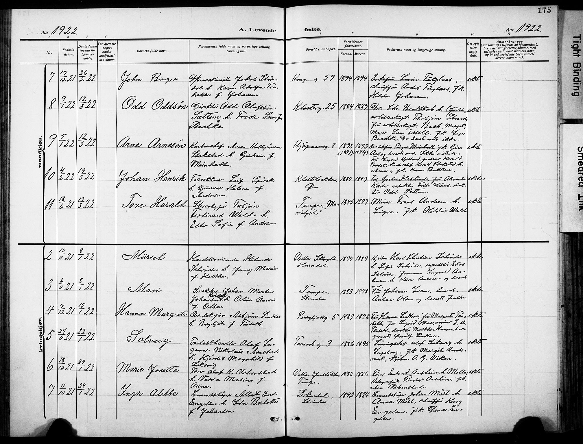Ministerialprotokoller, klokkerbøker og fødselsregistre - Sør-Trøndelag, SAT/A-1456/601/L0096: Parish register (copy) no. 601C14, 1911-1931, p. 175