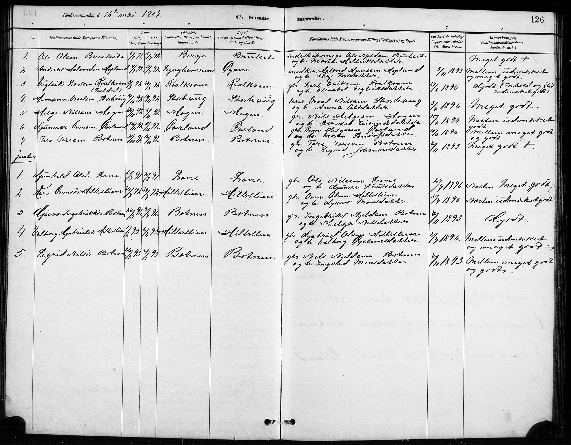 Røldal sokneprestembete, SAB/A-100247: Parish register (copy) no. A 3, 1887-1917, p. 126
