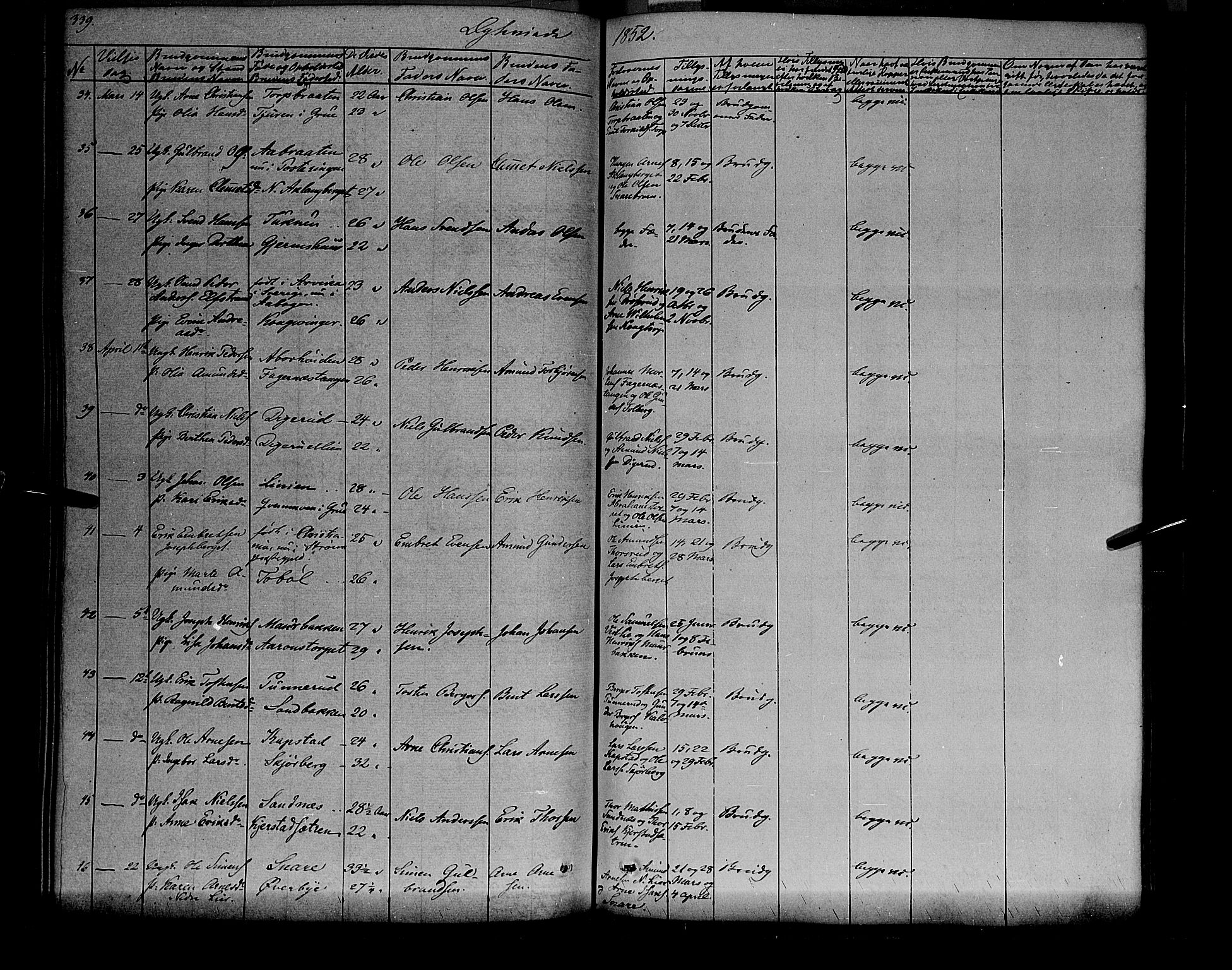 Vinger prestekontor, SAH/PREST-024/H/Ha/Haa/L0009: Parish register (official) no. 9, 1847-1855, p. 339