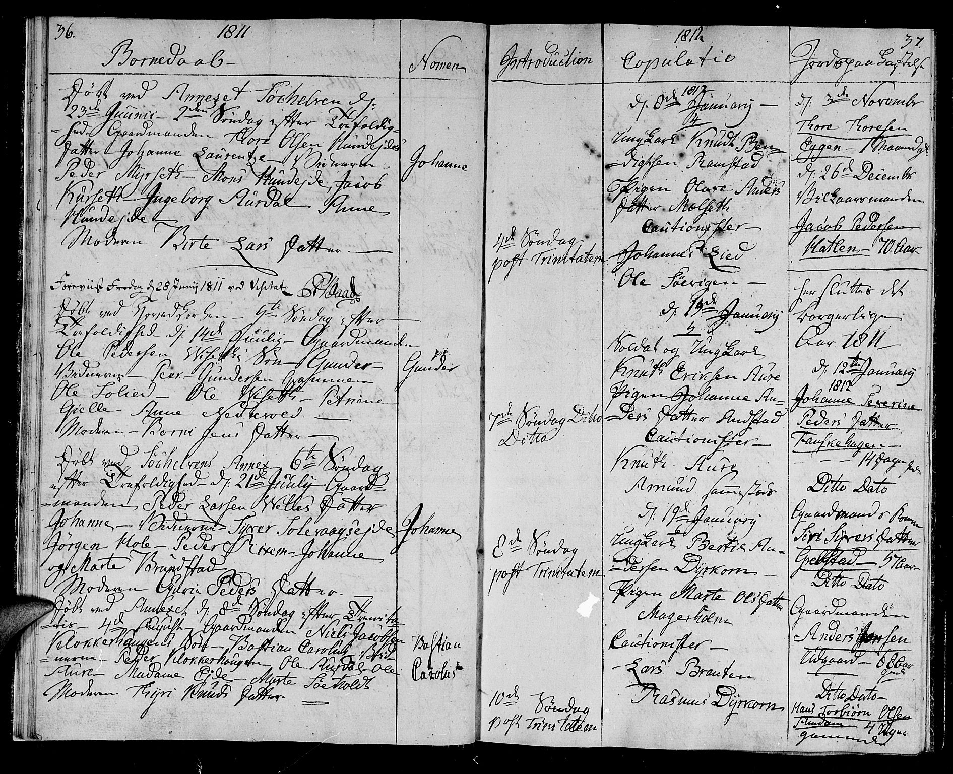 Ministerialprotokoller, klokkerbøker og fødselsregistre - Møre og Romsdal, SAT/A-1454/522/L0309: Parish register (official) no. 522A04, 1810-1816, p. 36-37