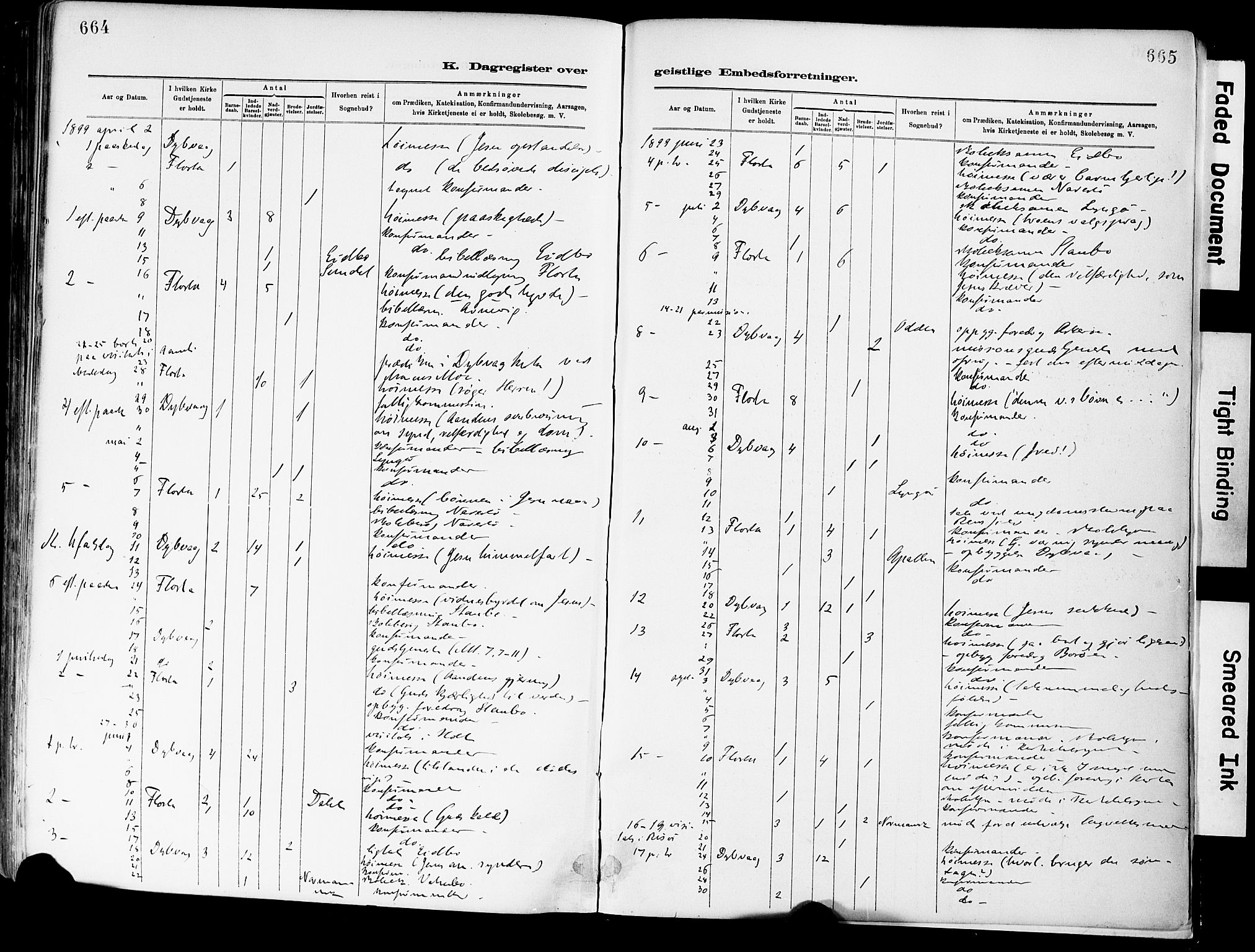 Dypvåg sokneprestkontor, AV/SAK-1111-0007/F/Fa/Fab/L0001: Parish register (official) no. A 1, 1885-1912, p. 664-665