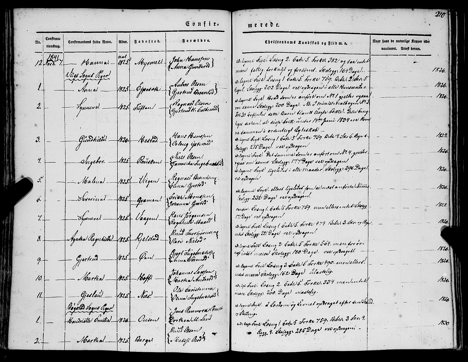 Gaular sokneprestembete, AV/SAB-A-80001/H/Haa: Parish register (official) no. A 4I, 1840-1859, p. 210