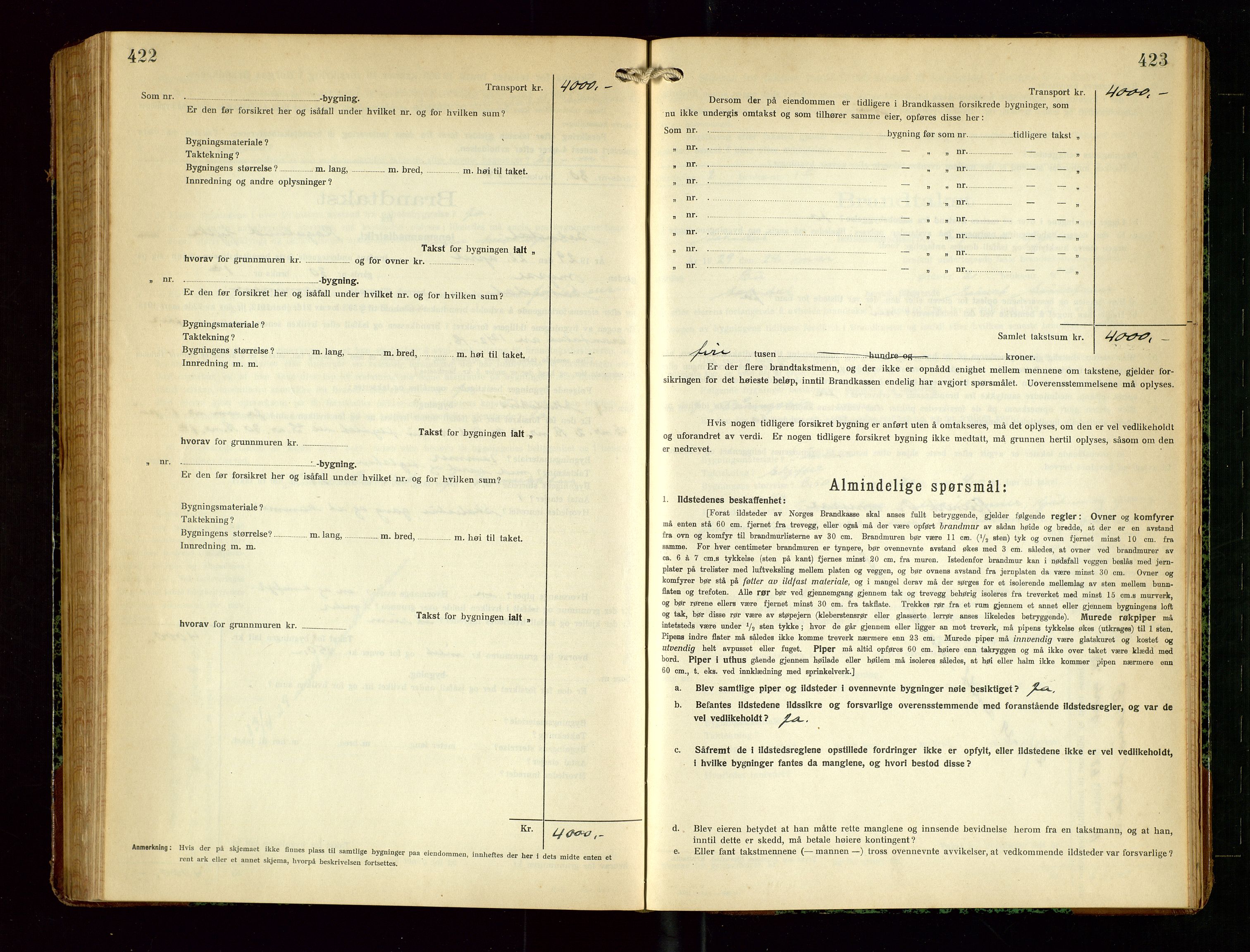 Sokndal lensmannskontor, AV/SAST-A-100417/Gob/L0006: "Brandtakst-Protokol", 1924-1930, p. 422-423