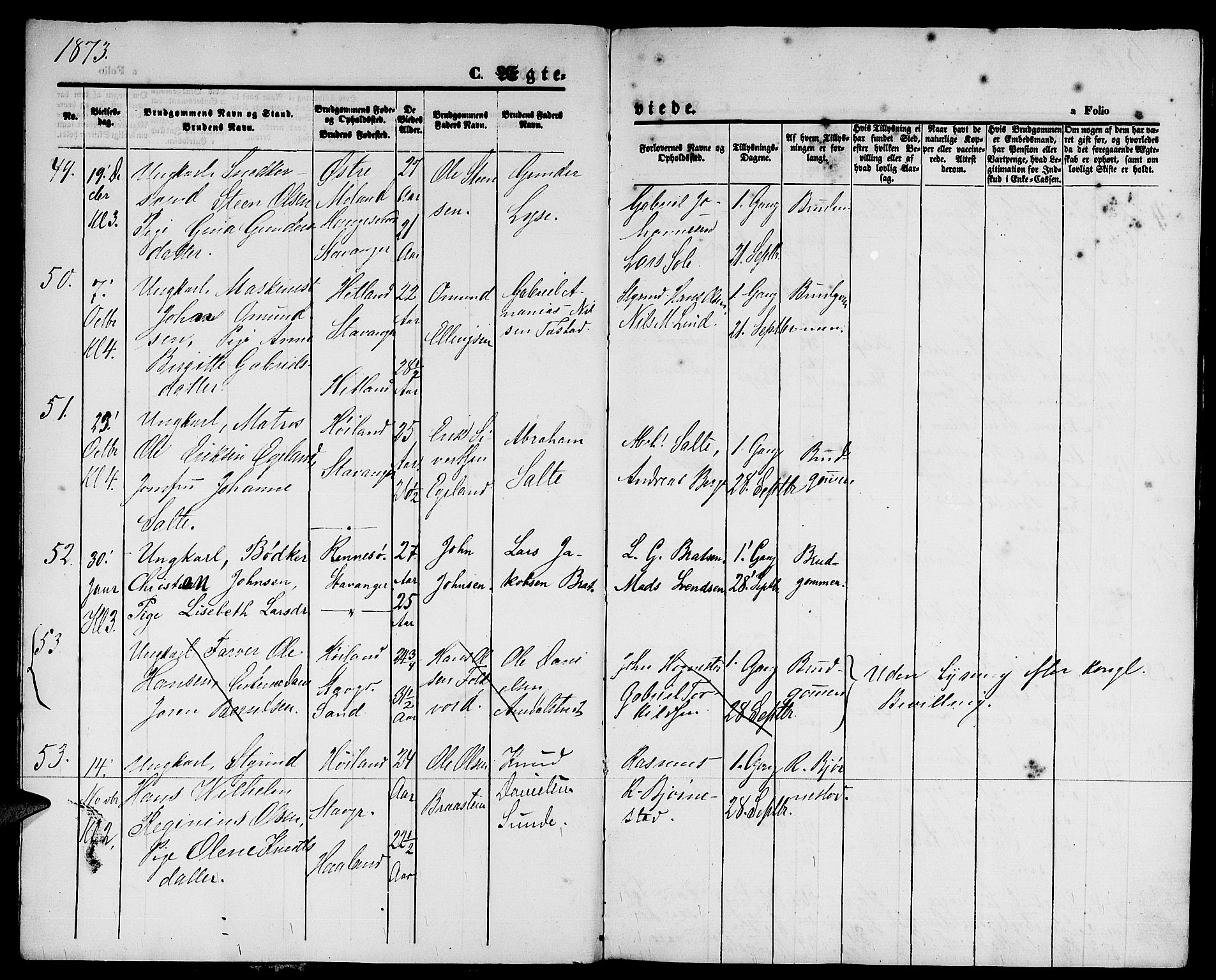 St. Petri sokneprestkontor, SAST/A-101813/001/30/30BB/L0003: Parish register (copy) no. B 3, 1873-1885
