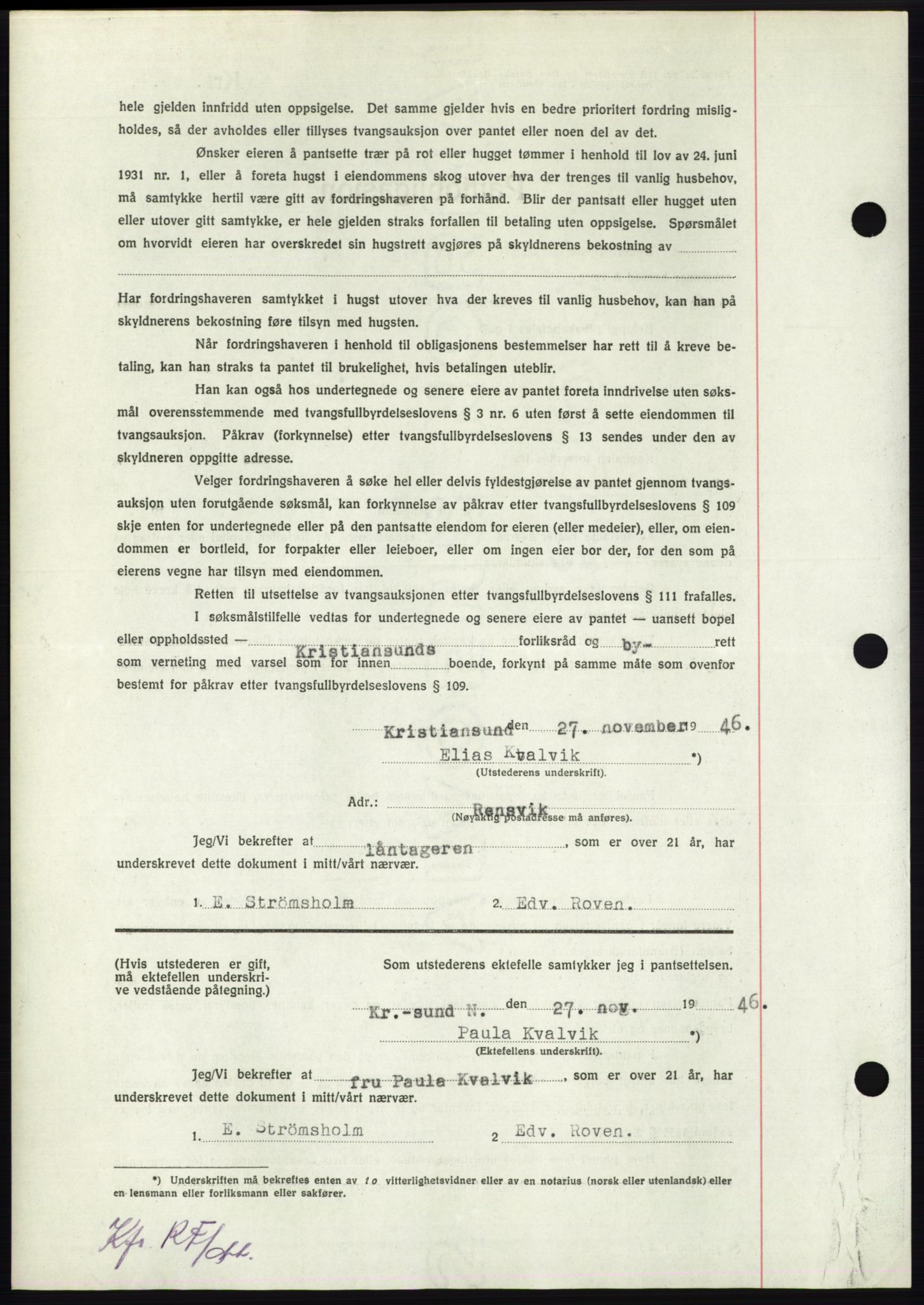 Nordmøre sorenskriveri, AV/SAT-A-4132/1/2/2Ca: Mortgage book no. B95, 1946-1947, Diary no: : 2502/1946