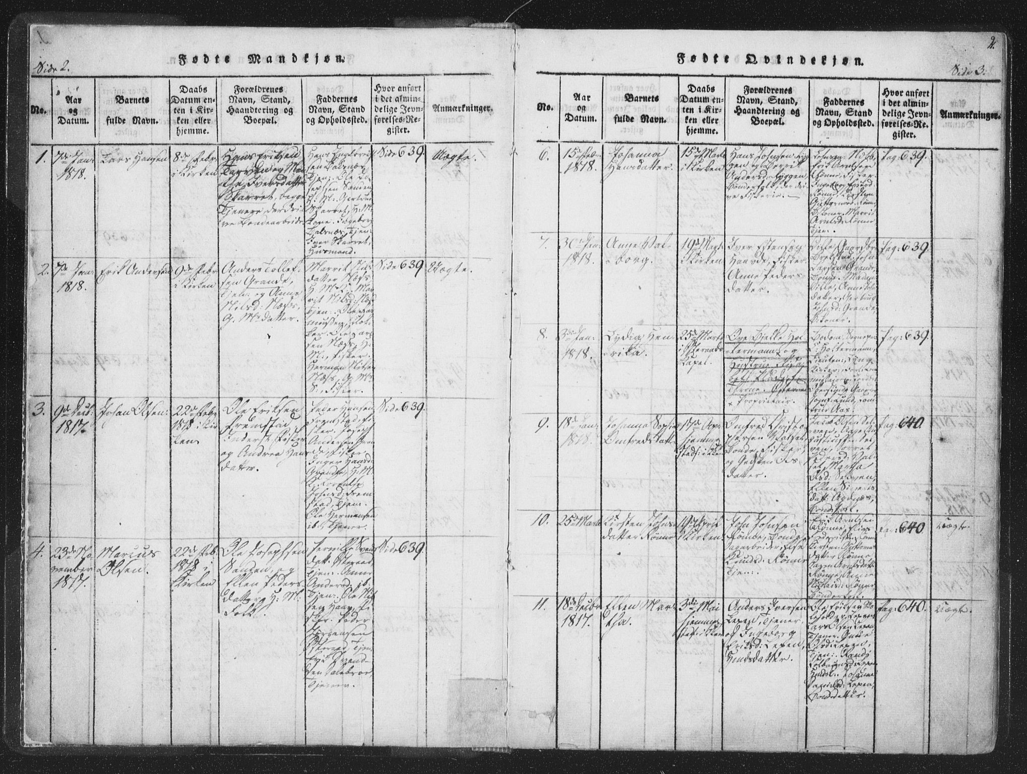 Ministerialprotokoller, klokkerbøker og fødselsregistre - Sør-Trøndelag, SAT/A-1456/659/L0734: Parish register (official) no. 659A04, 1818-1825, p. 2-3
