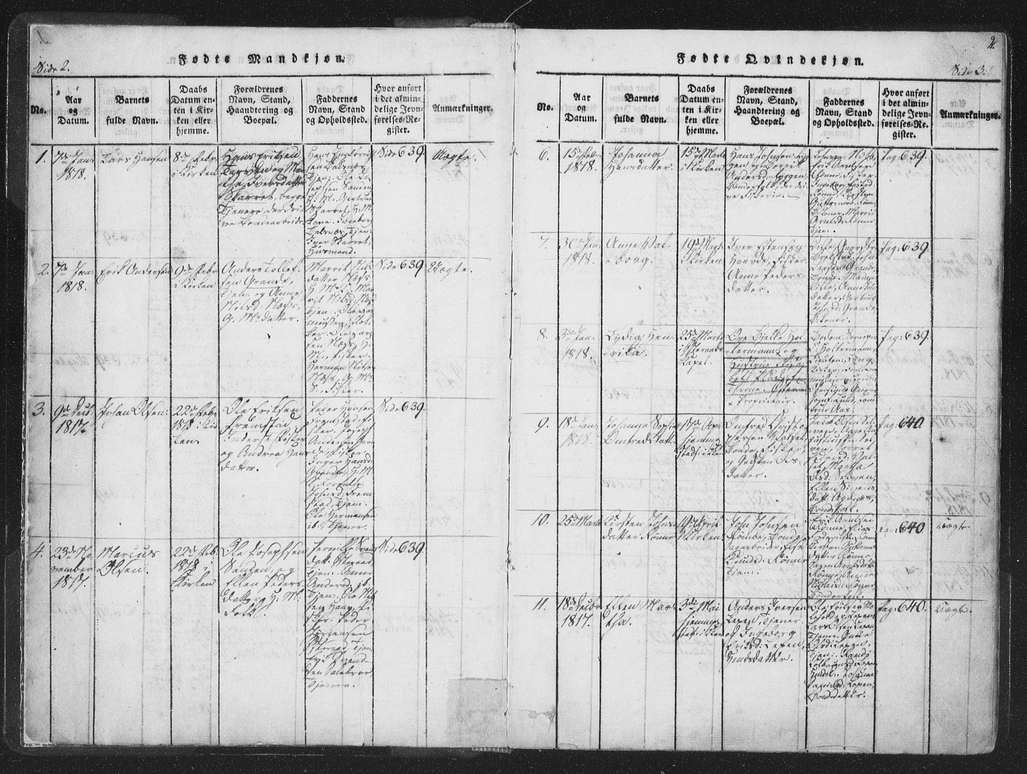 Ministerialprotokoller, klokkerbøker og fødselsregistre - Sør-Trøndelag, AV/SAT-A-1456/659/L0734: Parish register (official) no. 659A04, 1818-1825, p. 2-3