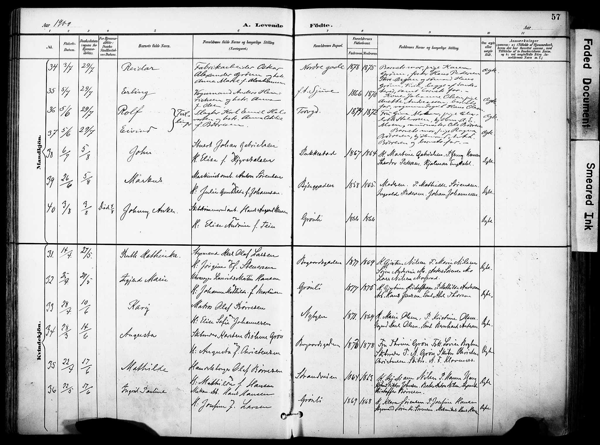 Sandefjord kirkebøker, AV/SAKO-A-315/F/Fa/L0004: Parish register (official) no. 4, 1894-1905, p. 57
