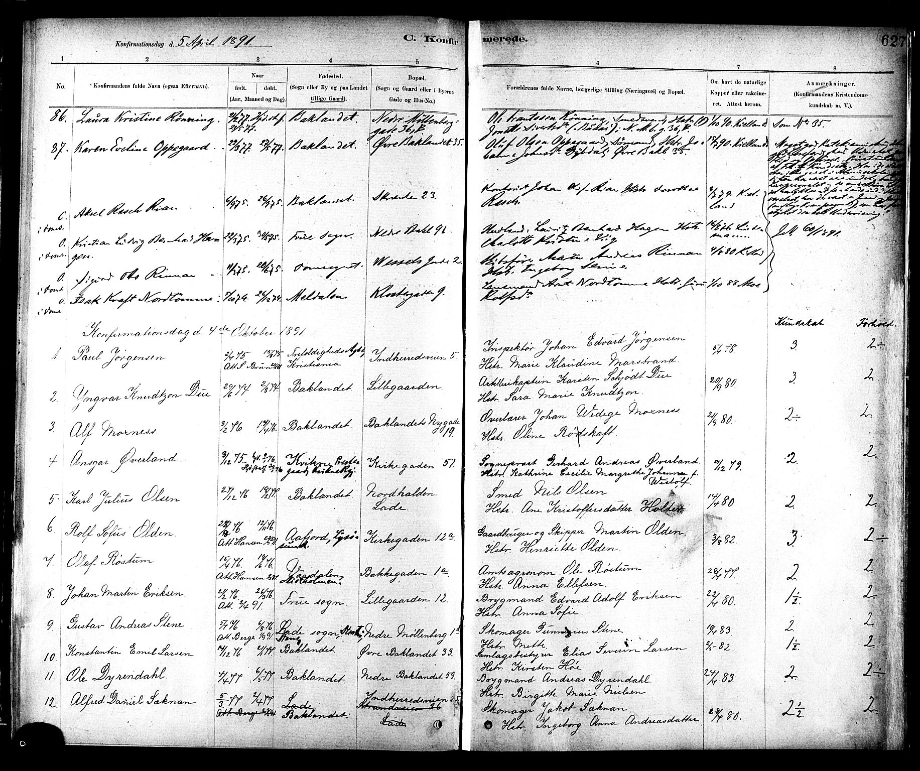 Ministerialprotokoller, klokkerbøker og fødselsregistre - Sør-Trøndelag, AV/SAT-A-1456/604/L0188: Parish register (official) no. 604A09, 1878-1892, p. 627