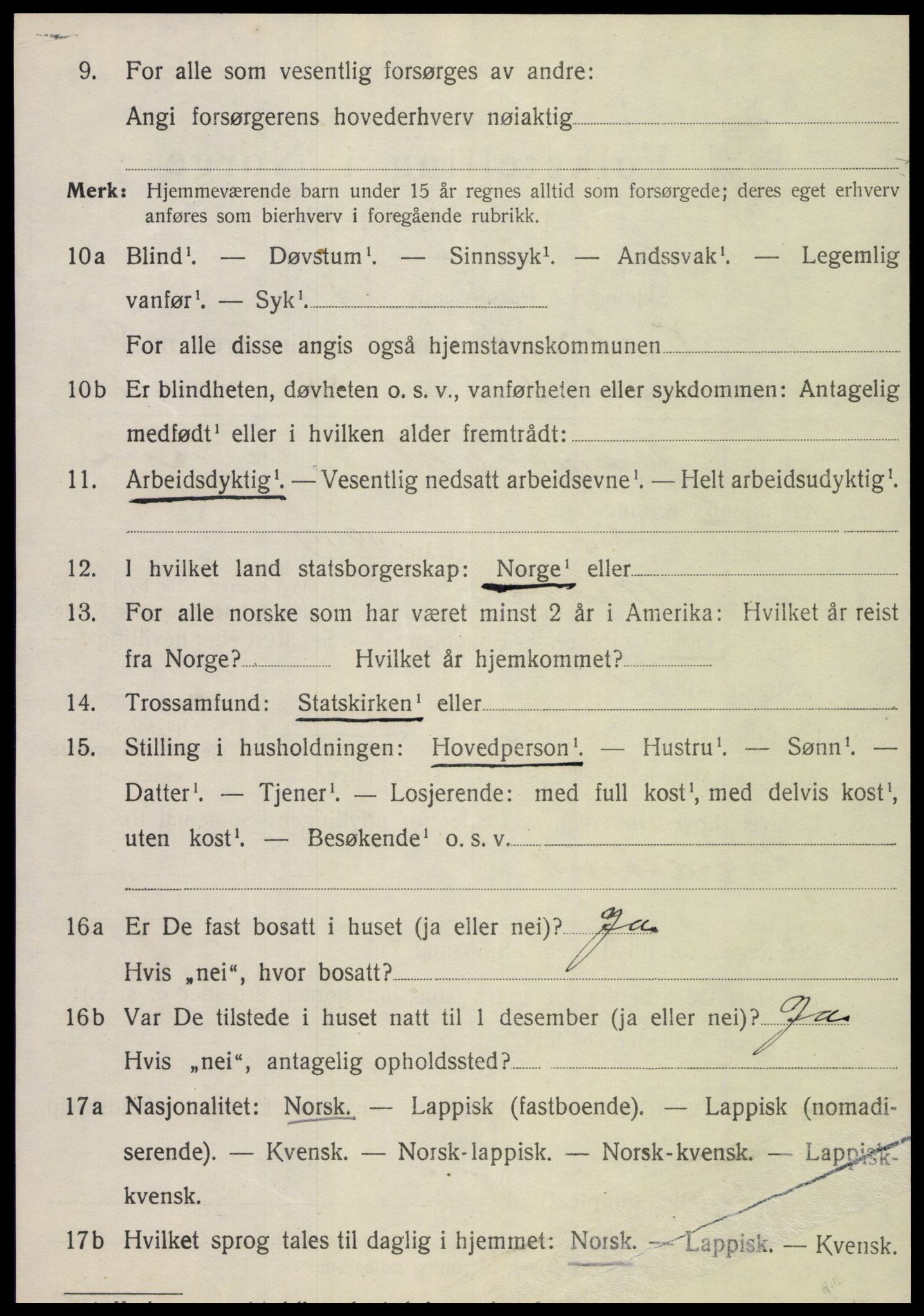 SAT, 1920 census for Velfjord, 1920, p. 2712