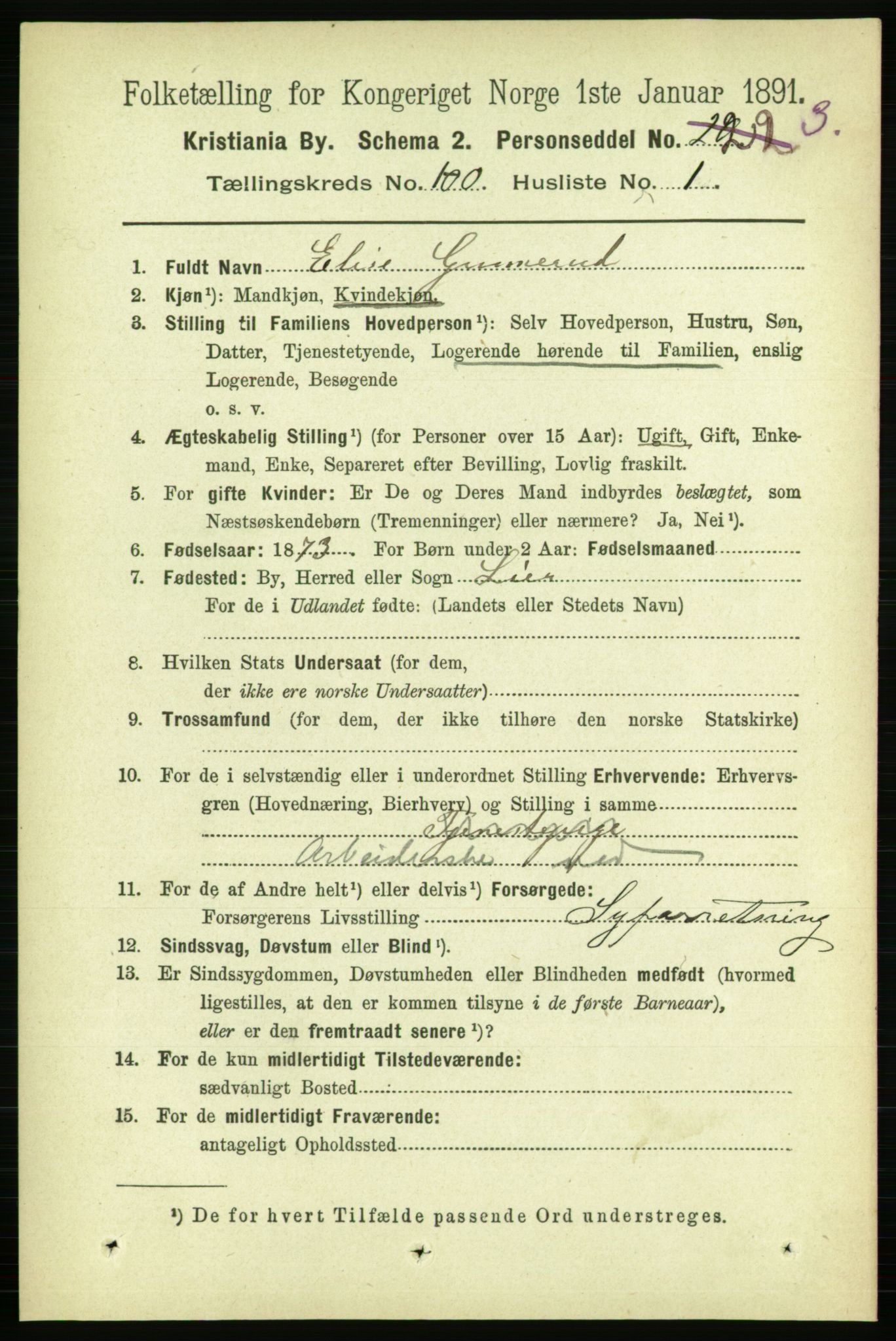 RA, 1891 census for 0301 Kristiania, 1891, p. 49192