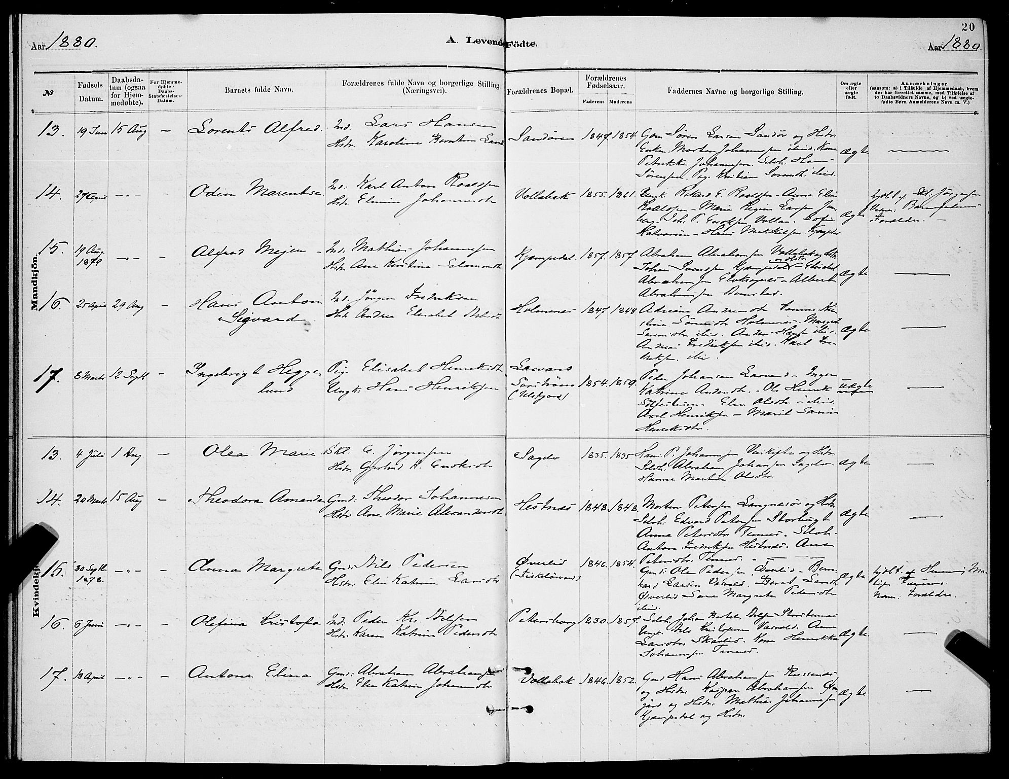 Balsfjord sokneprestembete, SATØ/S-1303/G/Ga/L0007klokker: Parish register (copy) no. 7, 1878-1889, p. 20