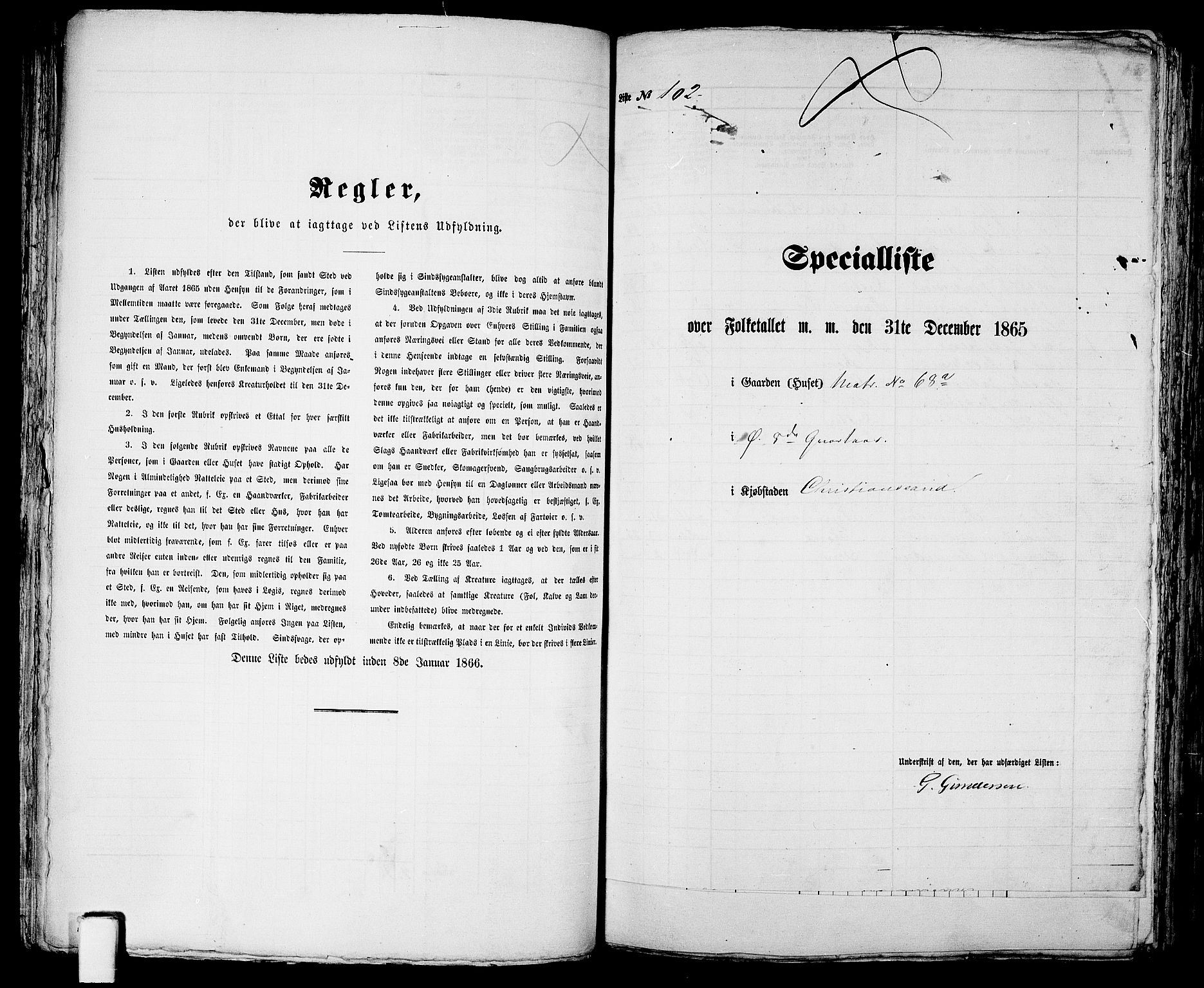 RA, 1865 census for Kristiansand, 1865, p. 217