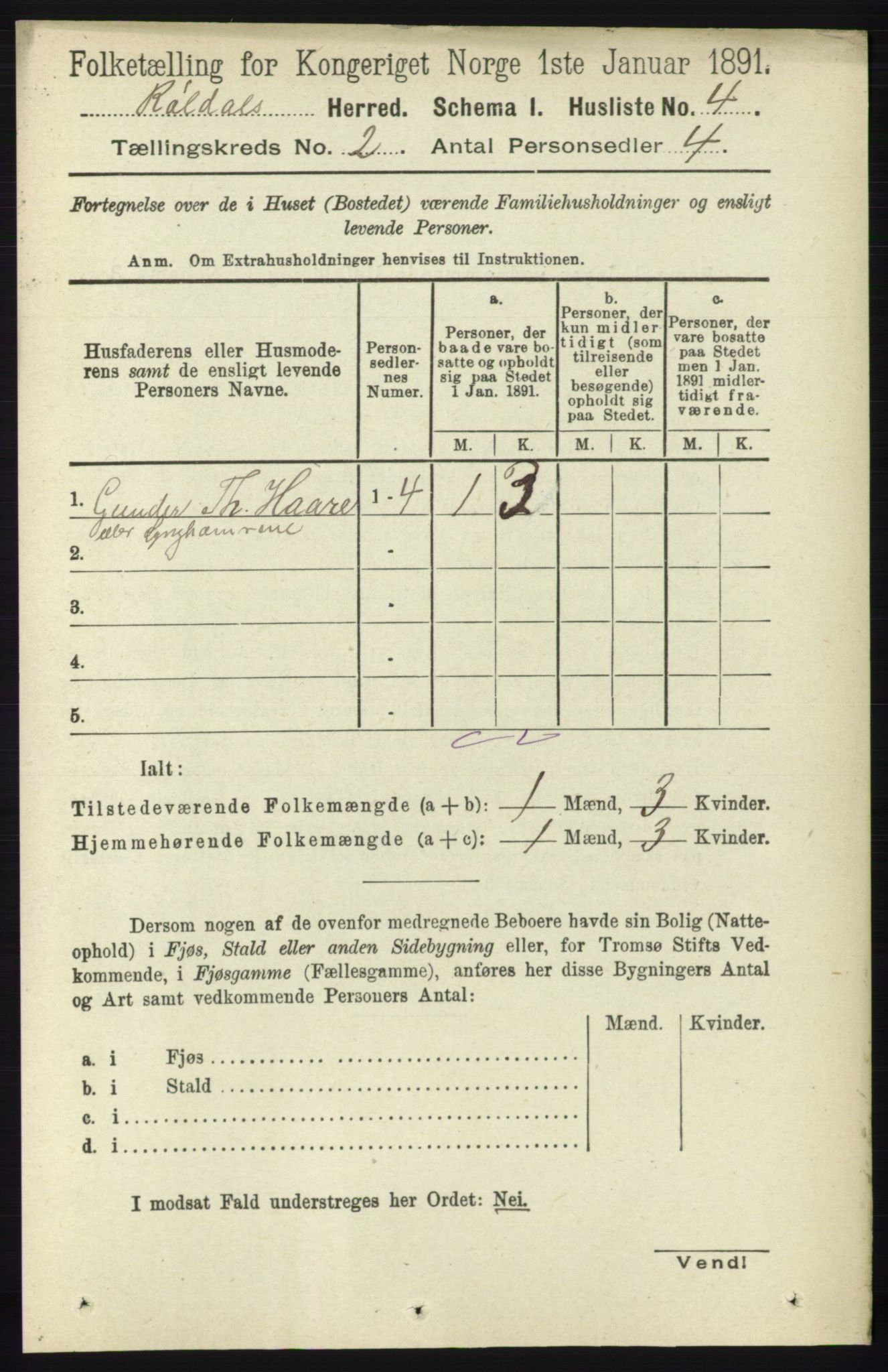 RA, 1891 census for 1229 Røldal, 1891, p. 475