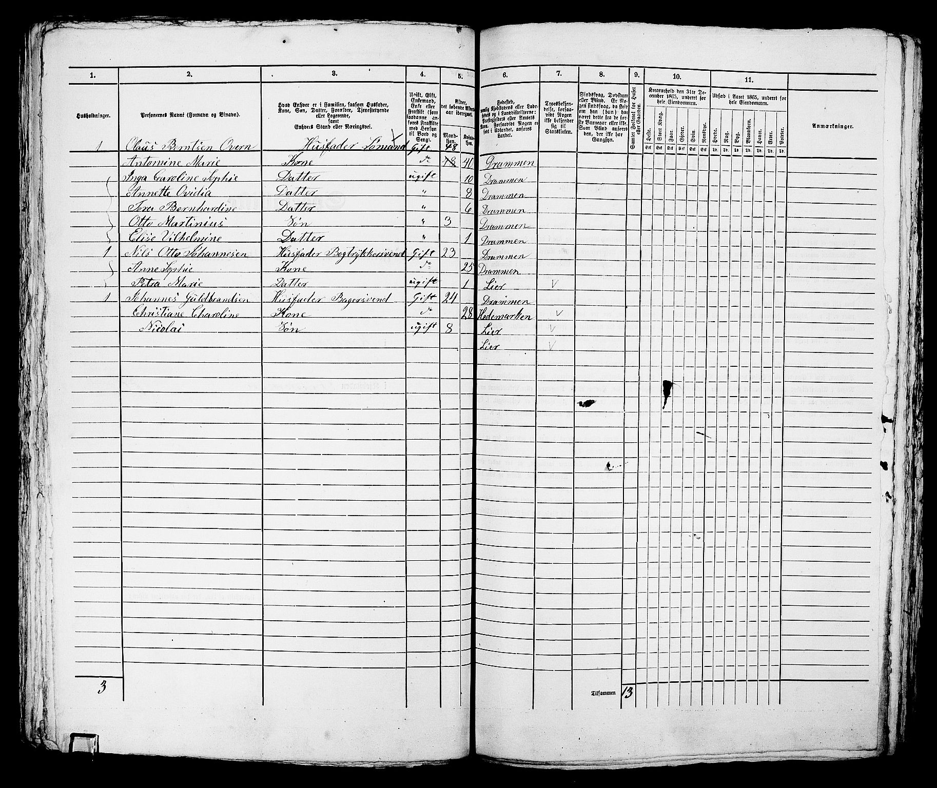 RA, 1865 census for Bragernes in Drammen, 1865, p. 258