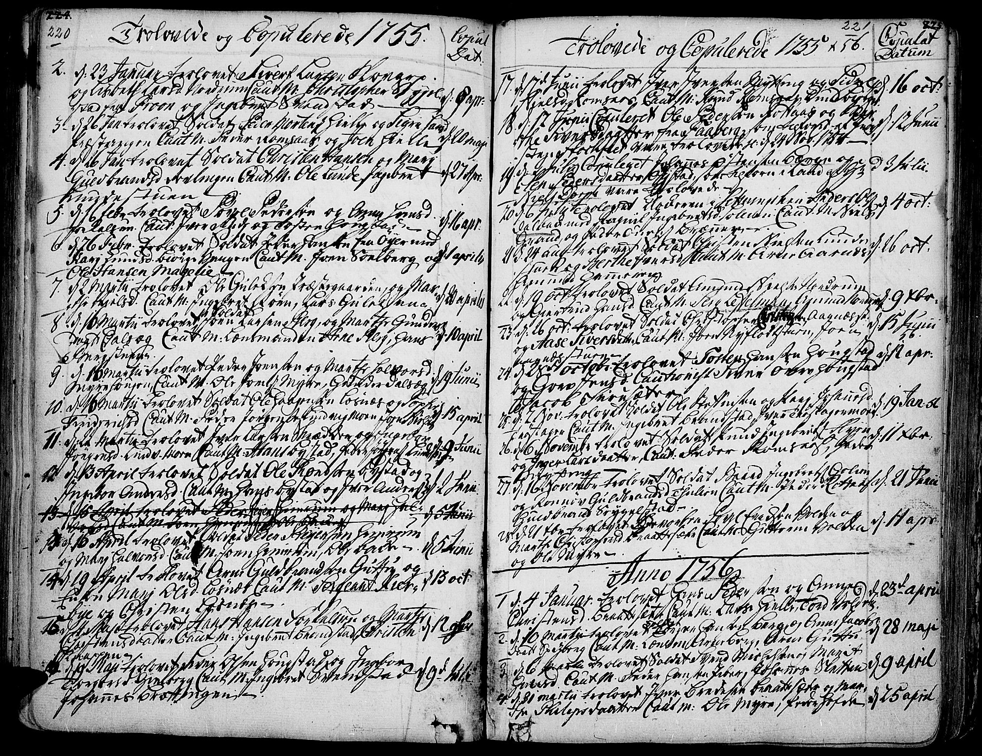 Ringebu prestekontor, SAH/PREST-082/H/Ha/Haa/L0002: Parish register (official) no. 2, 1734-1780, p. 220-221