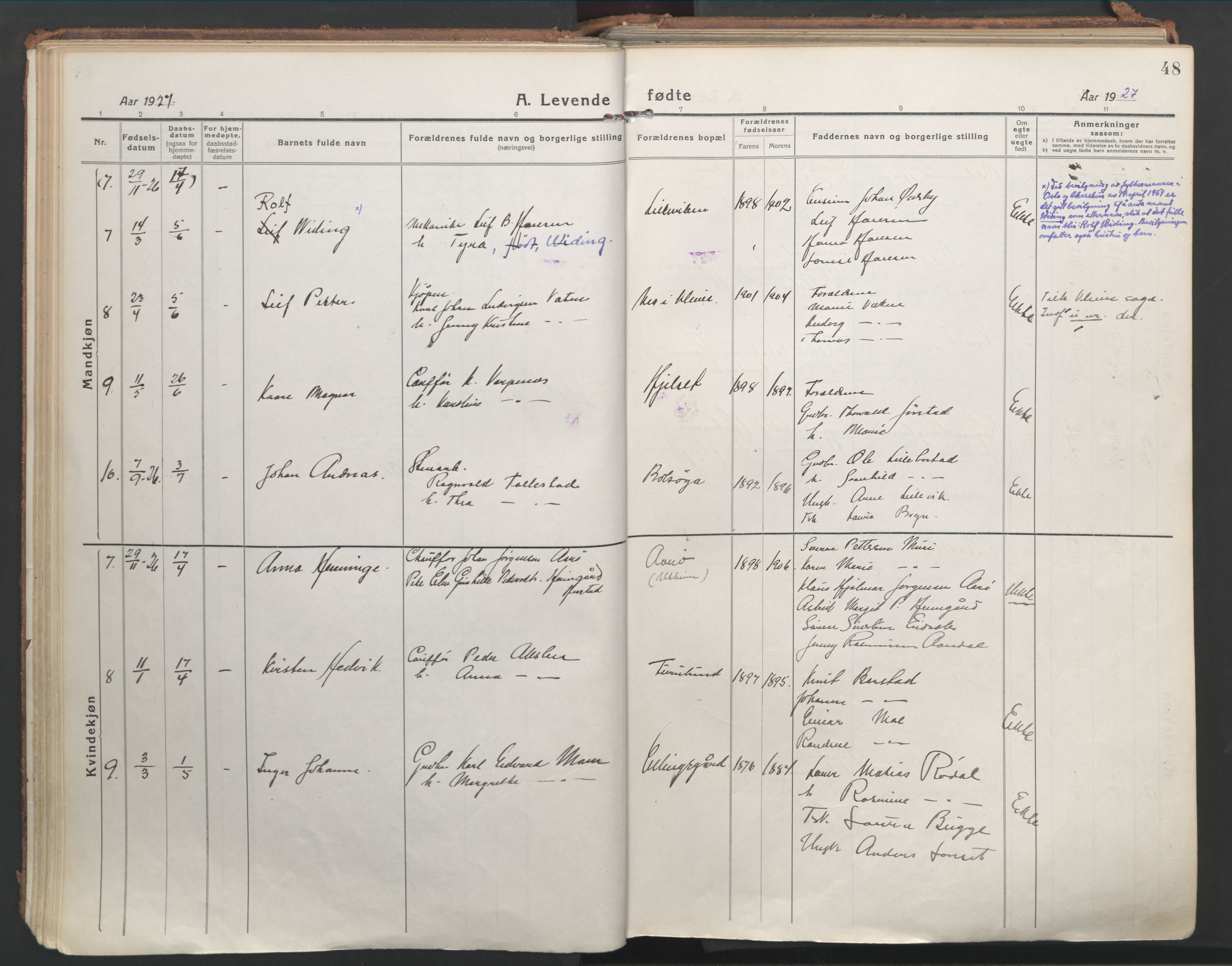 Ministerialprotokoller, klokkerbøker og fødselsregistre - Møre og Romsdal, AV/SAT-A-1454/555/L0659: Parish register (official) no. 555A10, 1917-1971, p. 48