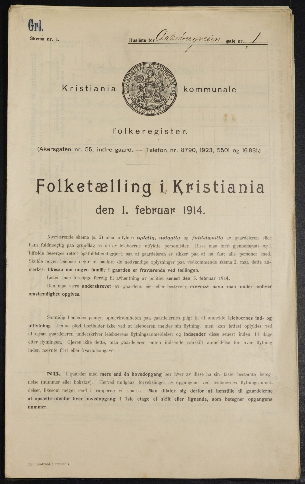 OBA, Municipal Census 1914 for Kristiania, 1914, p. 131309