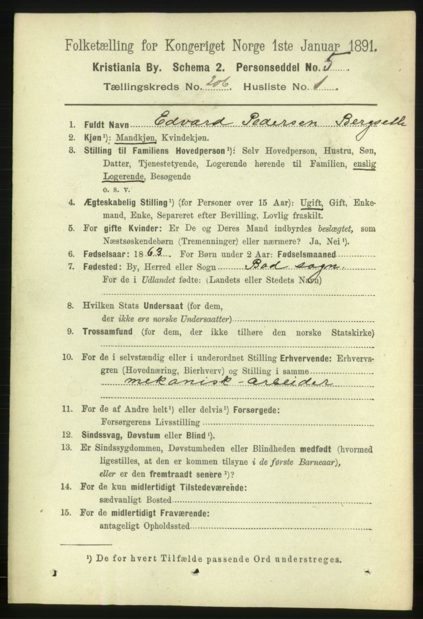 RA, 1891 census for 0301 Kristiania, 1891, p. 123843