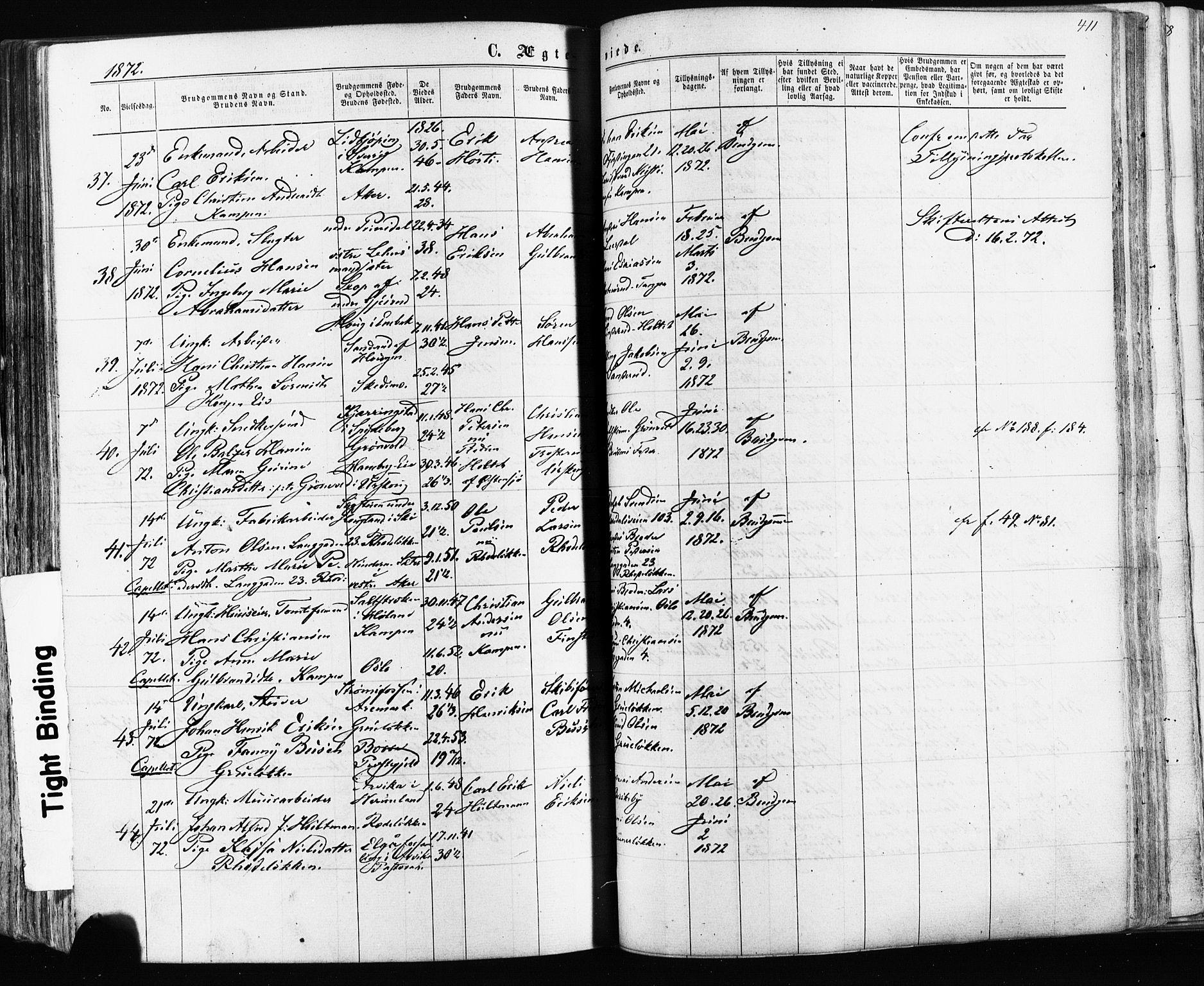 Østre Aker prestekontor Kirkebøker, AV/SAO-A-10840/F/Fa/L0003: Parish register (official) no. I 3, 1869-1875, p. 411