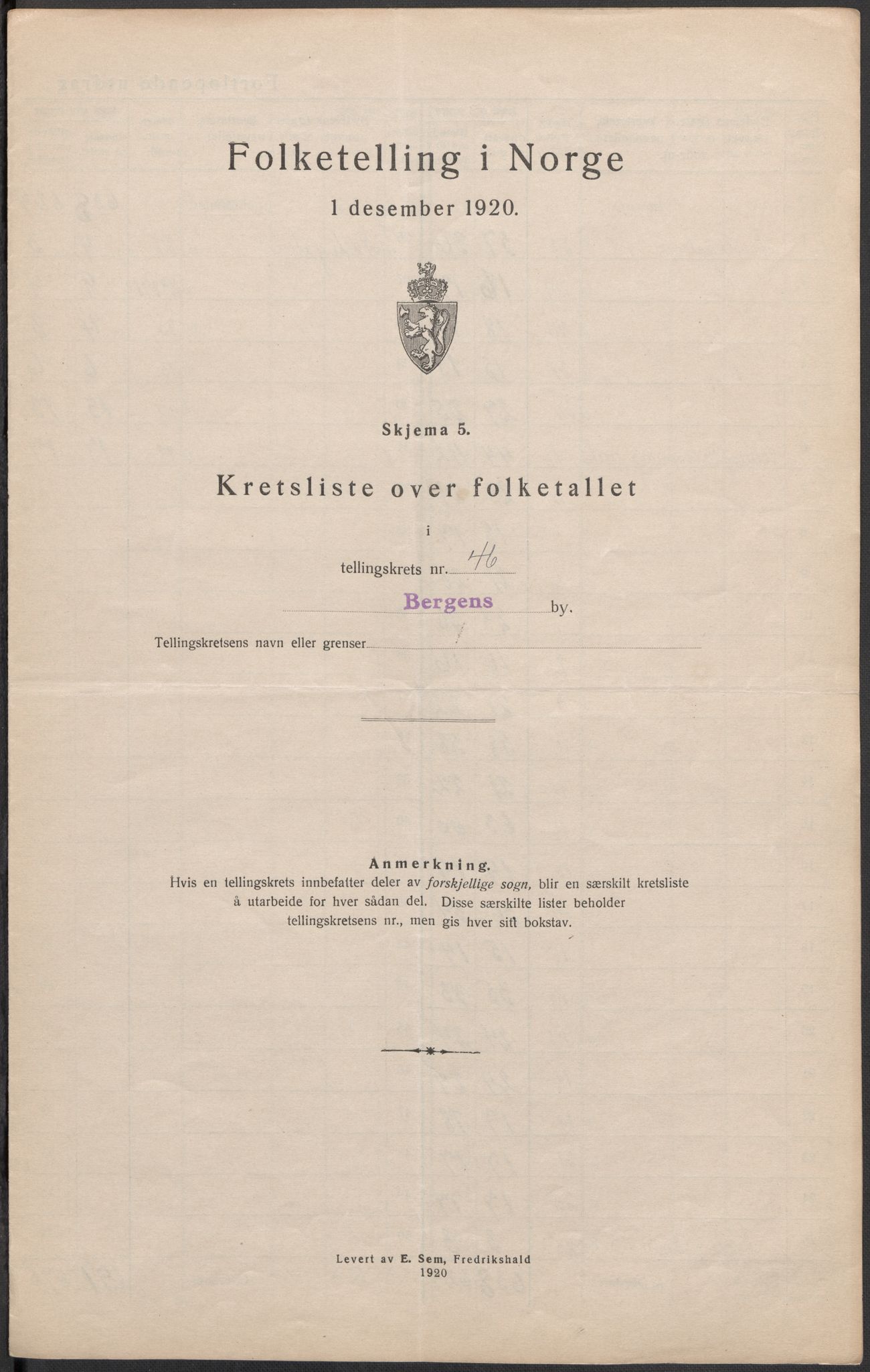 SAB, 1920 census for Bergen, 1920, p. 150