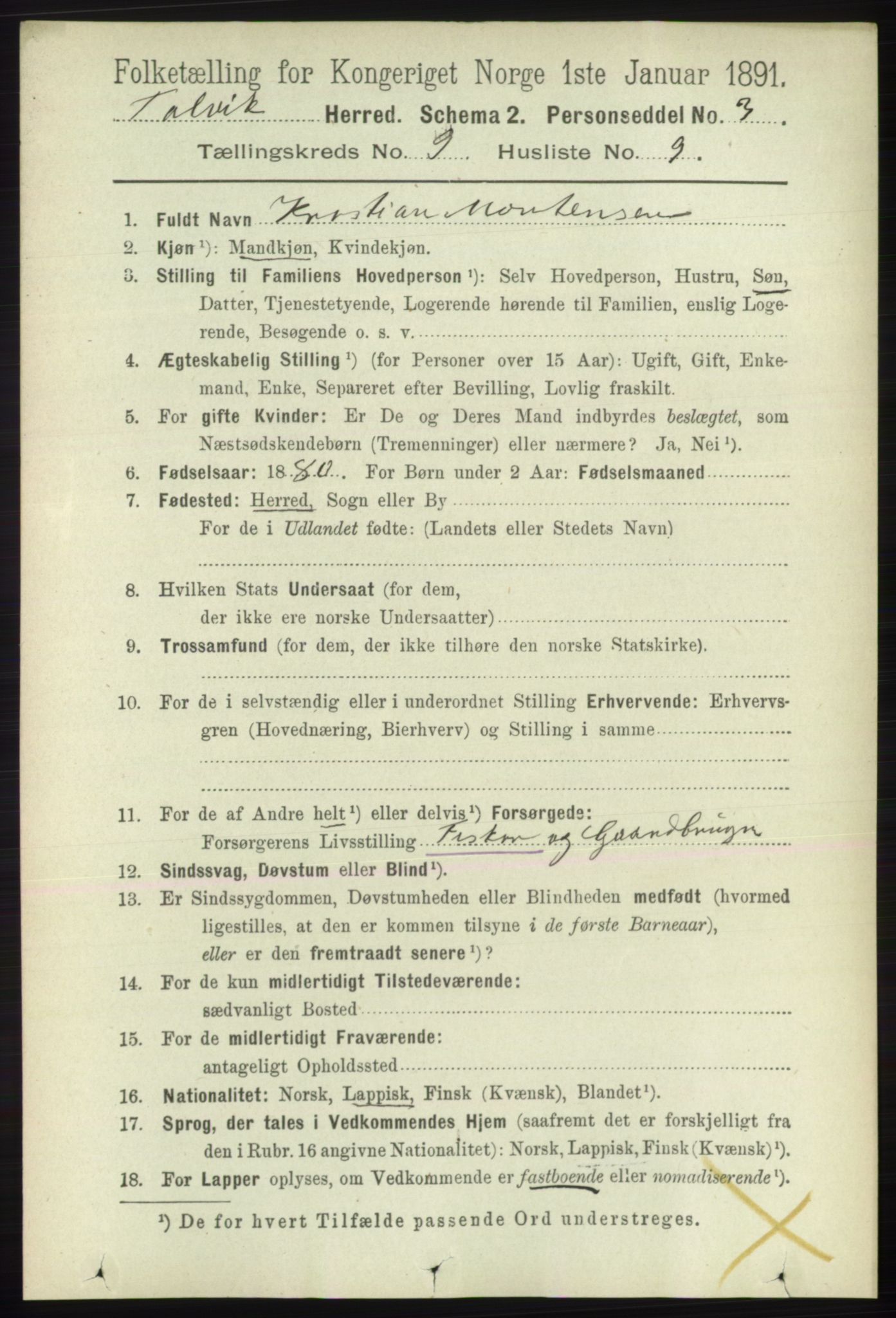 RA, 1891 census for 2013 Talvik, 1891, p. 2219