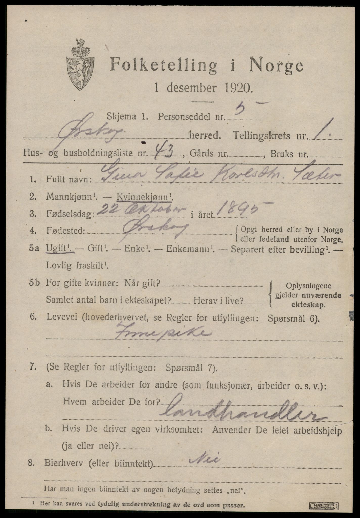 SAT, 1920 census for Ørskog, 1920, p. 1176