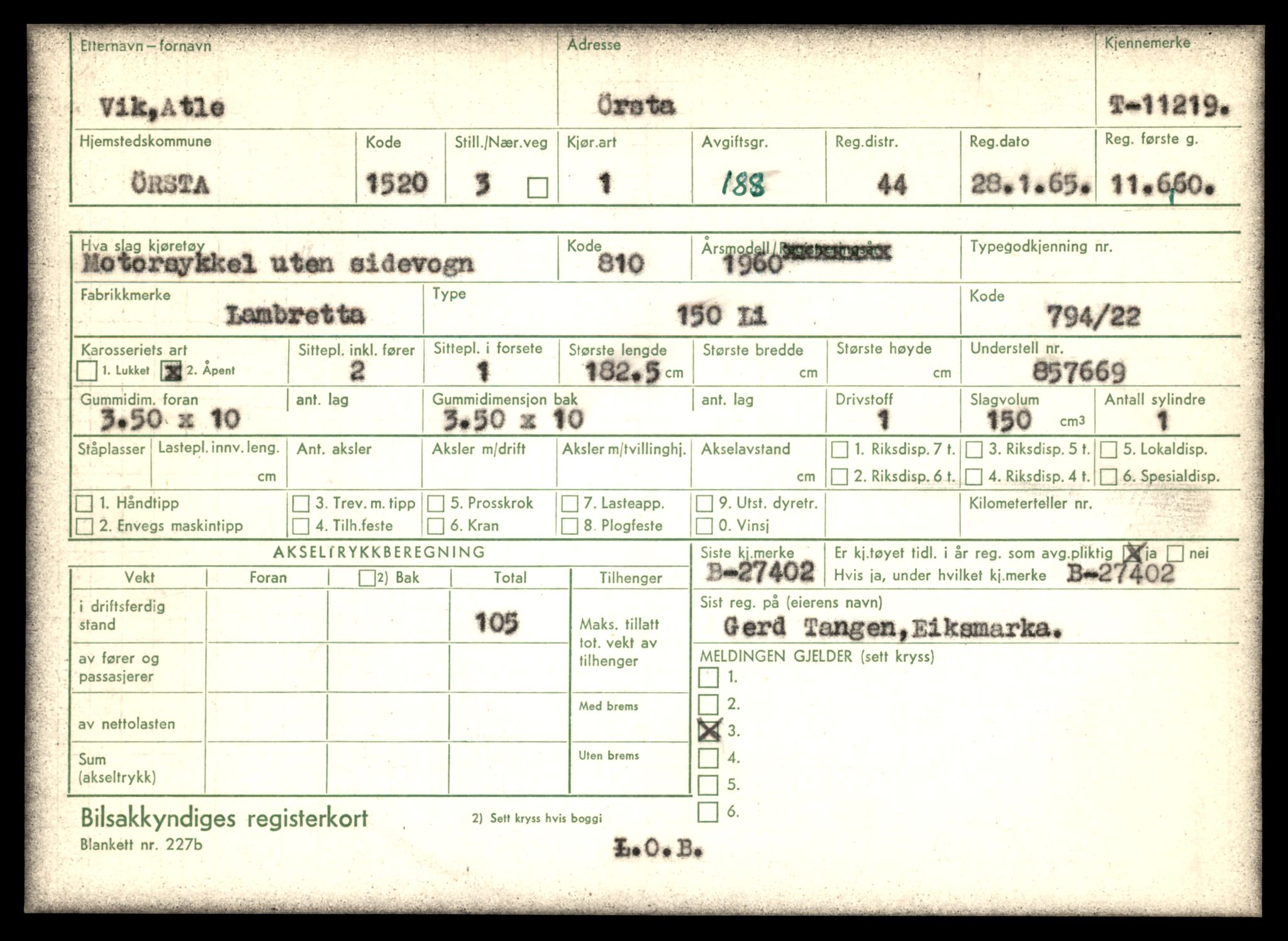 Møre og Romsdal vegkontor - Ålesund trafikkstasjon, AV/SAT-A-4099/F/Fe/L0027: Registreringskort for kjøretøy T 11161 - T 11289, 1927-1998, p. 1527