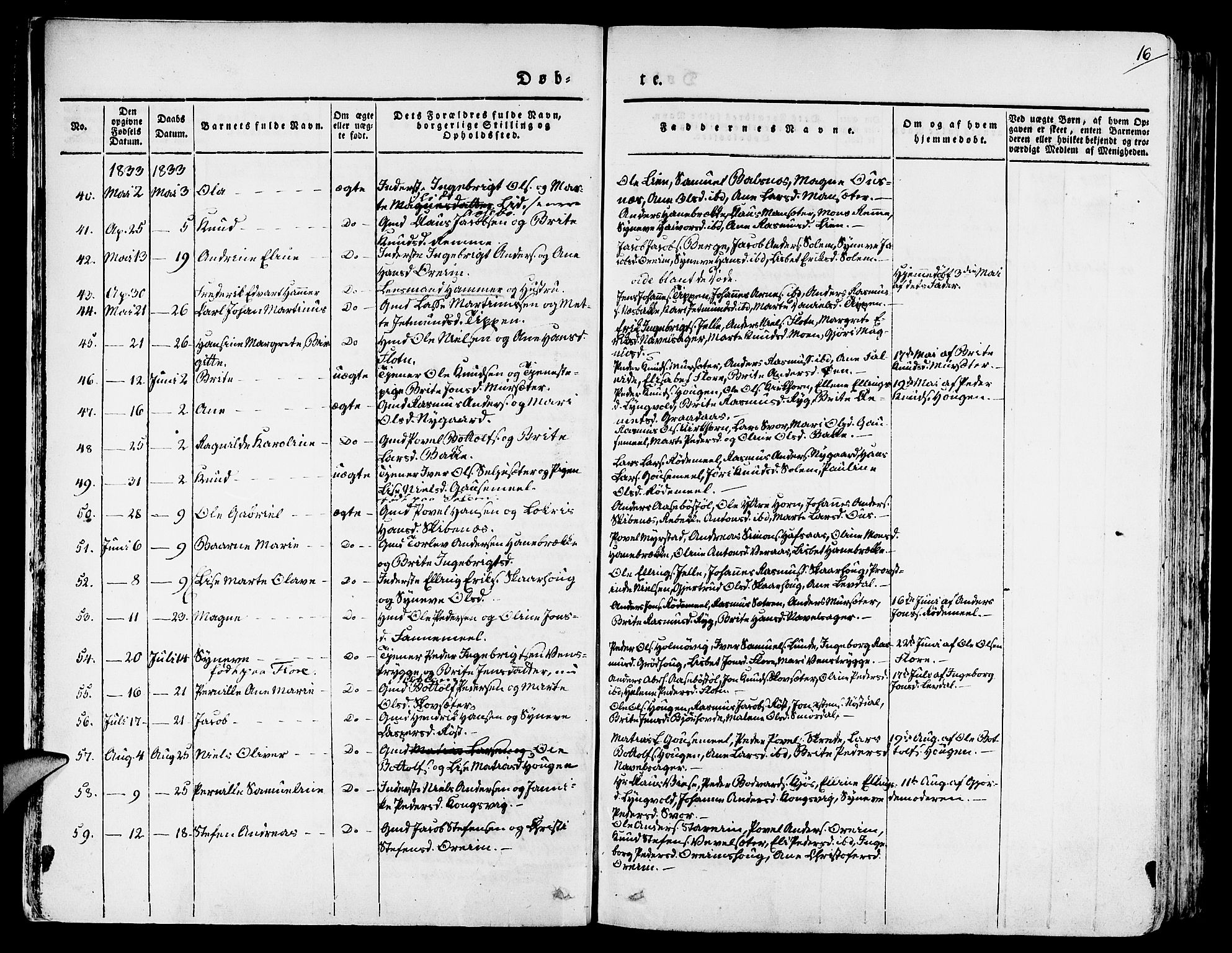 Eid sokneprestembete, AV/SAB-A-82301/H/Haa/Haaa/L0006: Parish register (official) no. A 6, 1831-1843, p. 16