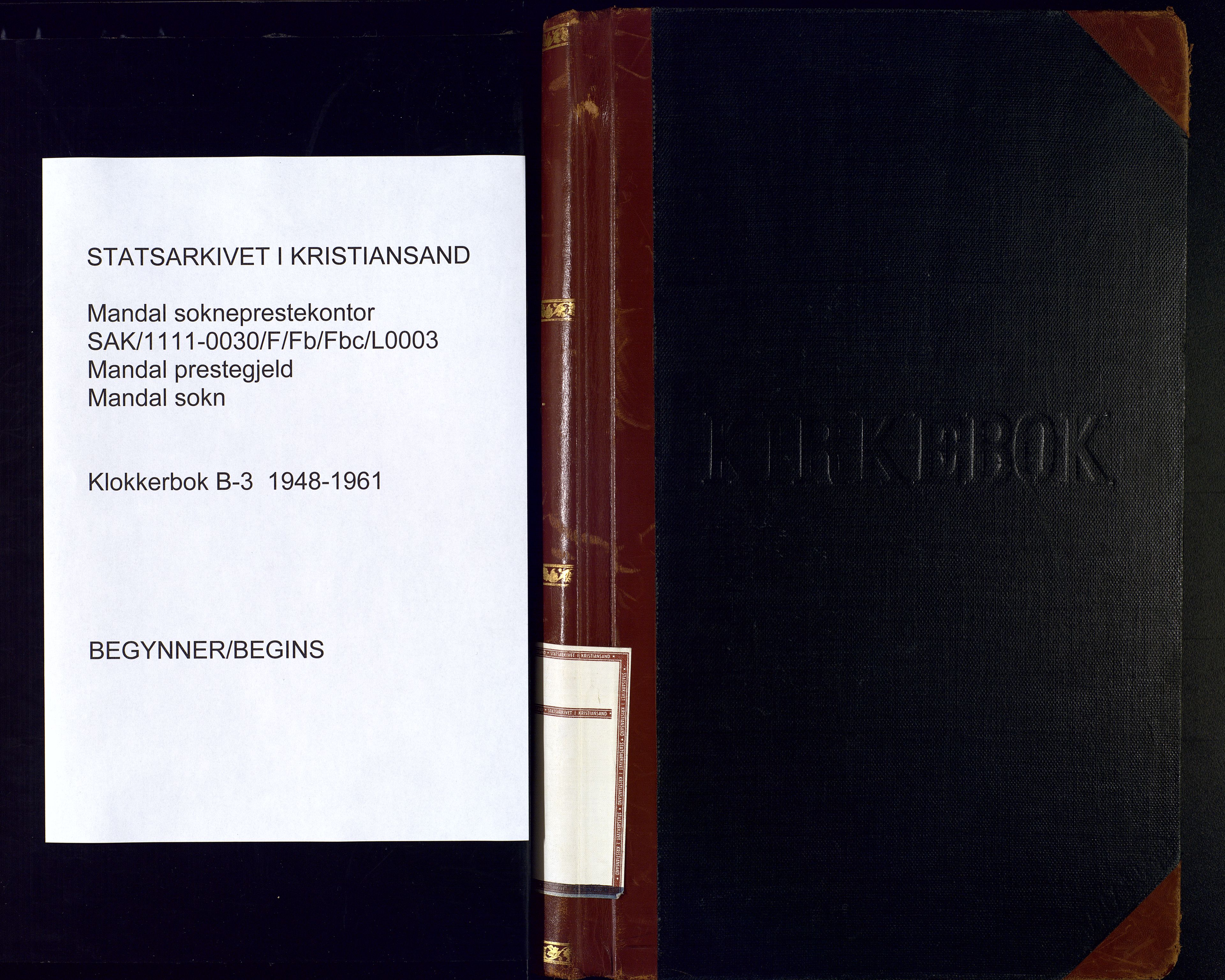 Mandal sokneprestkontor, SAK/1111-0030/F/Fb/Fbc/L0003: Parish register (copy) no. B 3, 1948-1961
