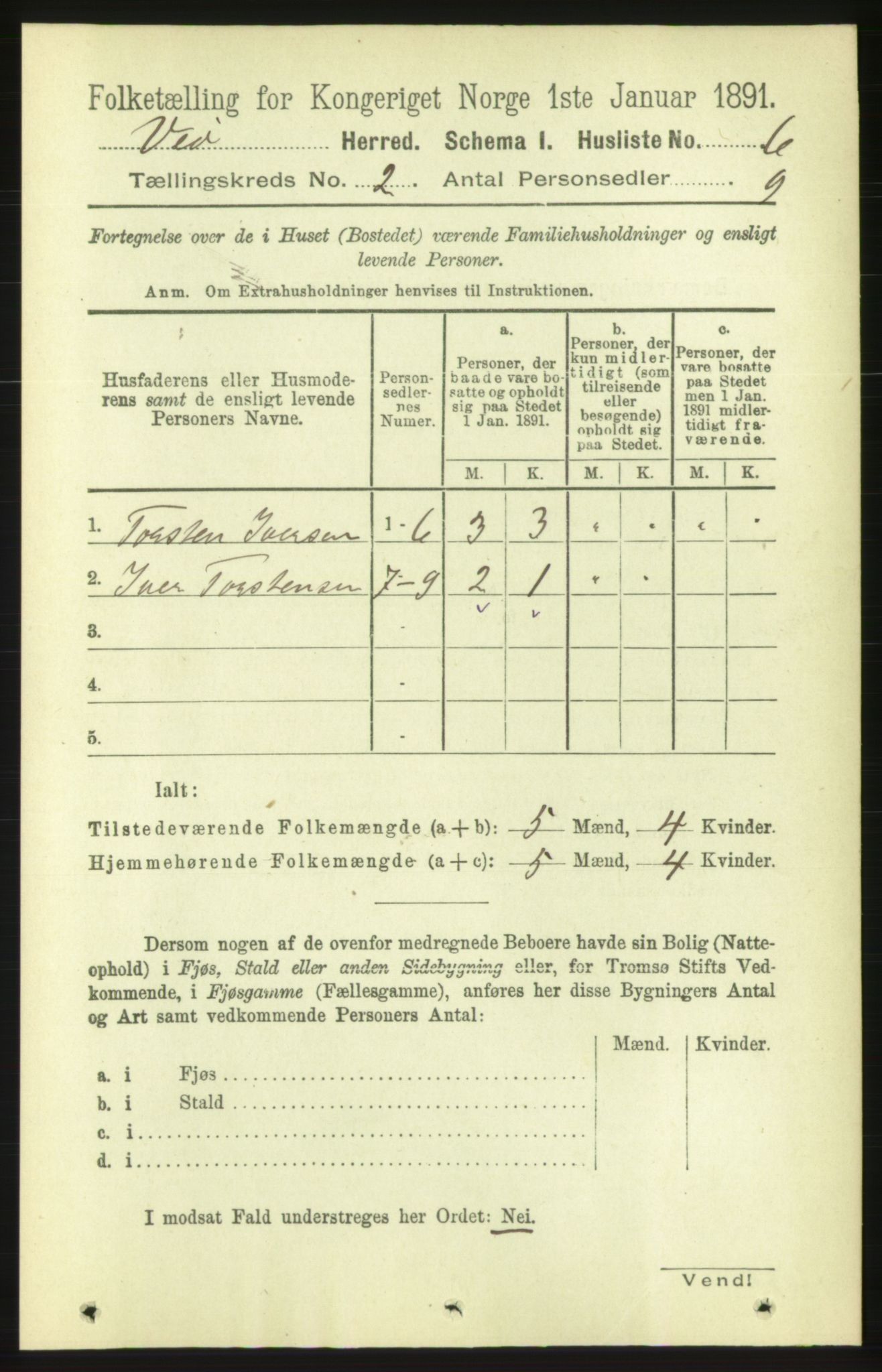 RA, 1891 census for 1541 Veøy, 1891, p. 657