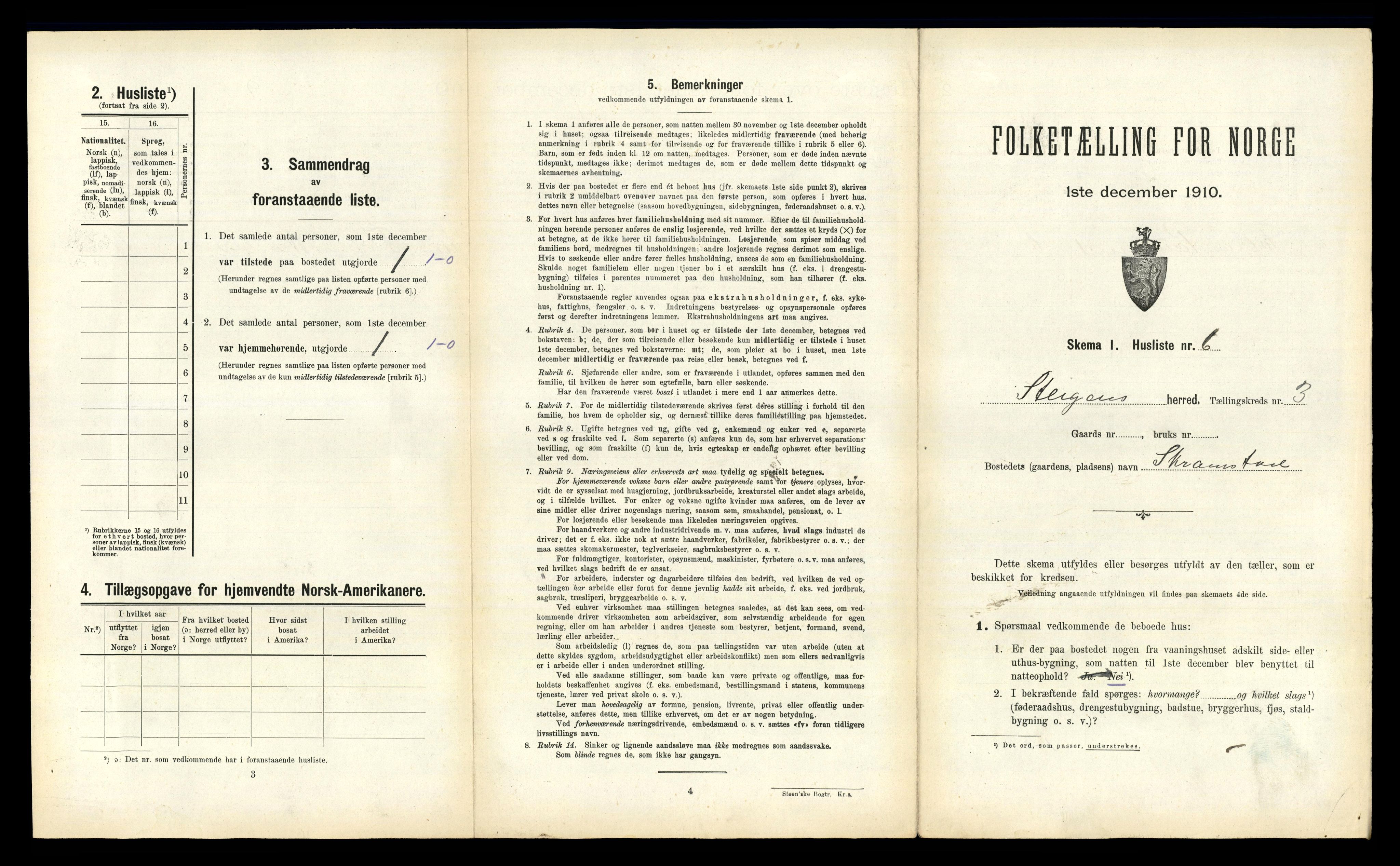 RA, 1910 census for Steigen, 1910, p. 205