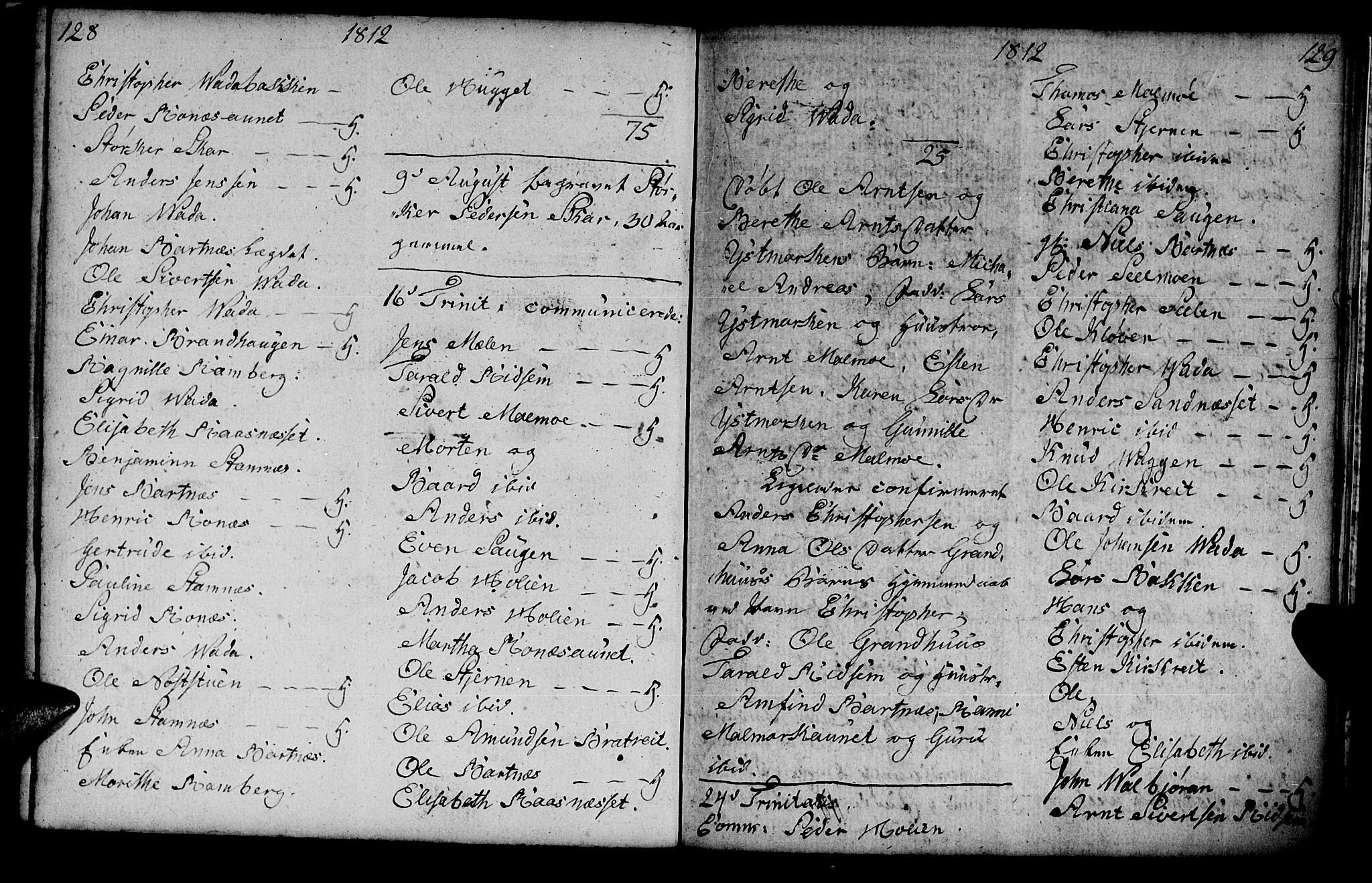 Ministerialprotokoller, klokkerbøker og fødselsregistre - Nord-Trøndelag, SAT/A-1458/745/L0432: Parish register (copy) no. 745C01, 1802-1814, p. 128-129