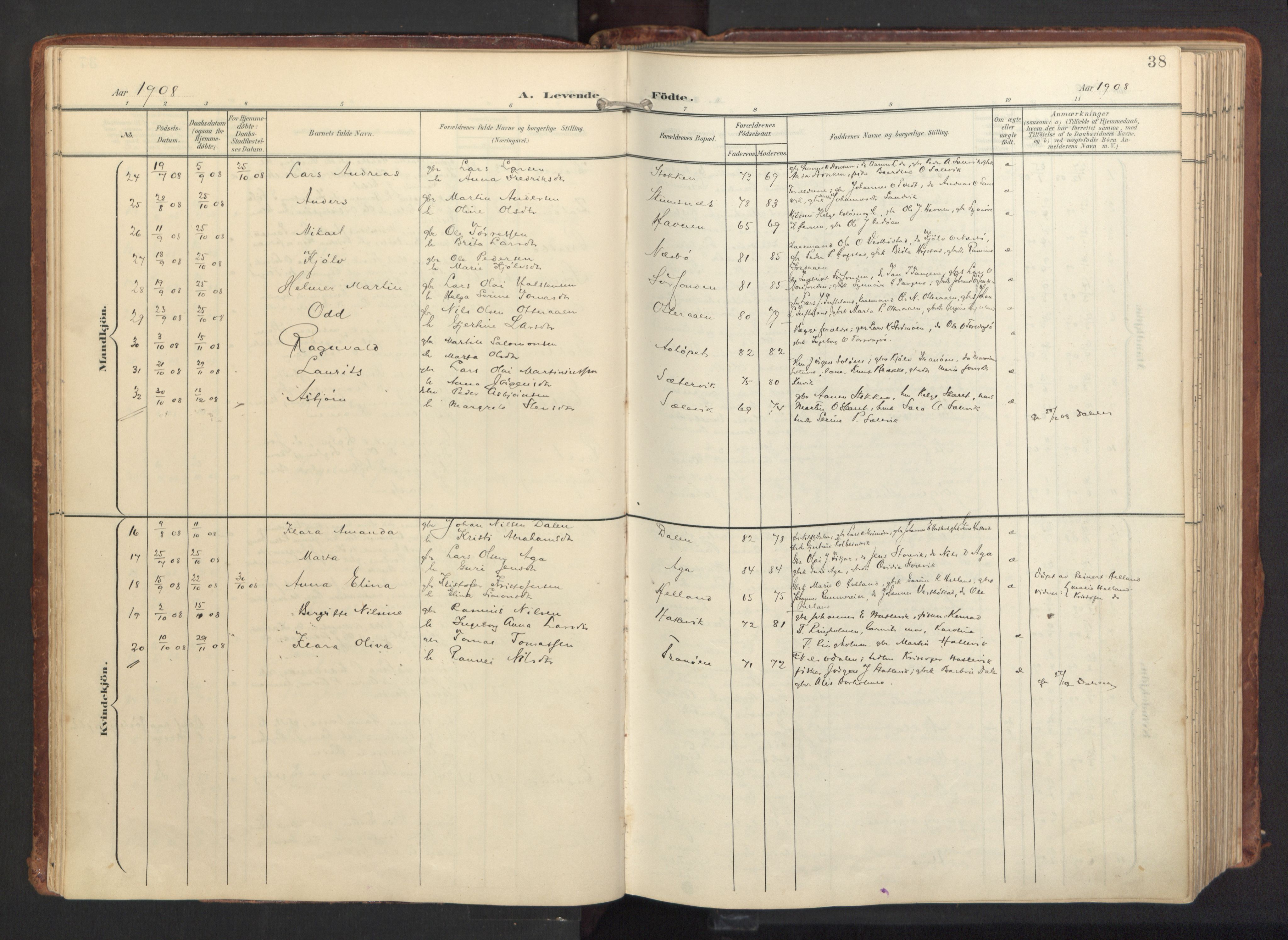 Fitjar sokneprestembete, AV/SAB-A-99926: Parish register (official) no. A 3, 1900-1918, p. 38