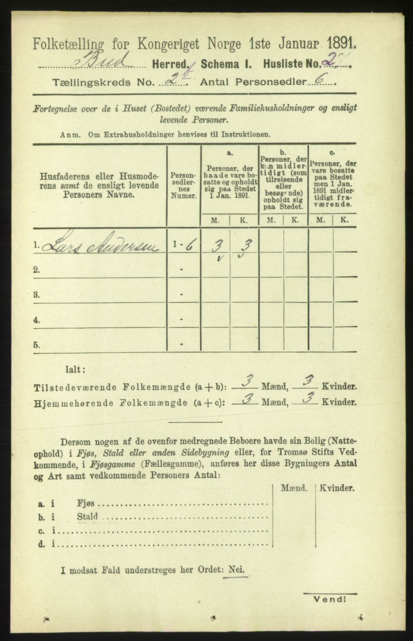 RA, 1891 census for 1549 Bud, 1891, p. 1197