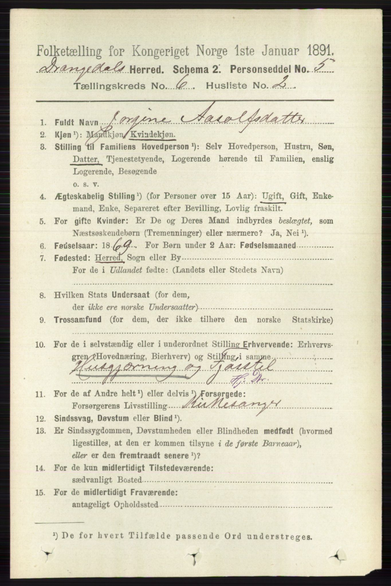 RA, 1891 census for 0817 Drangedal, 1891, p. 1995