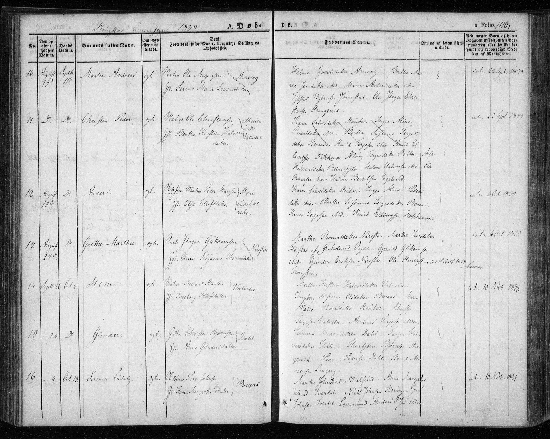 Dypvåg sokneprestkontor, AV/SAK-1111-0007/F/Fa/Faa/L0004: Parish register (official) no. A 4, 1824-1840, p. 140