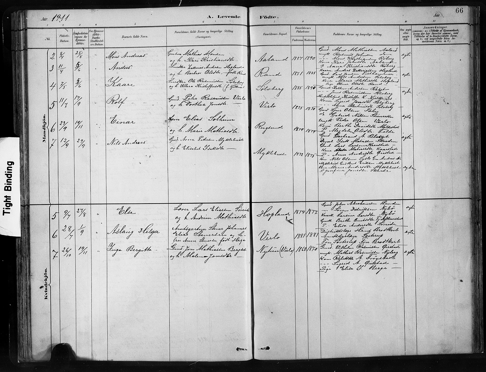 Innvik sokneprestembete, AV/SAB-A-80501: Parish register (copy) no. C 3, 1883-1911, p. 66